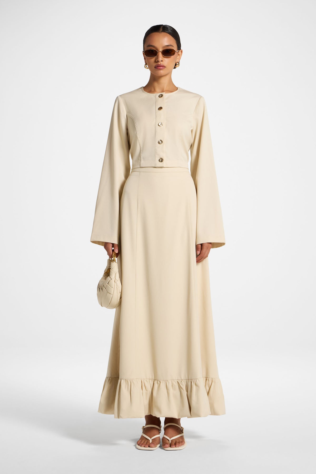 Bubble Hem Skirt - Beige