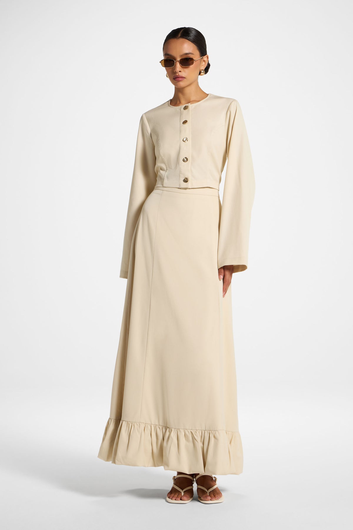 Bubble Hem Skirt - Beige