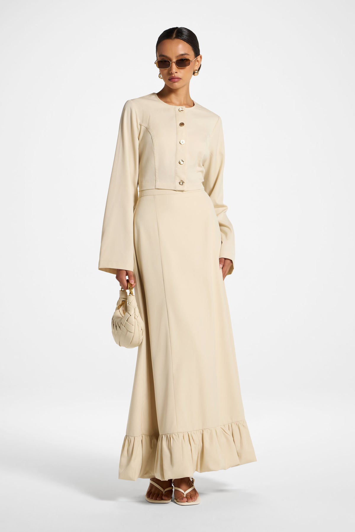 Bubble Hem Skirt - Beige
