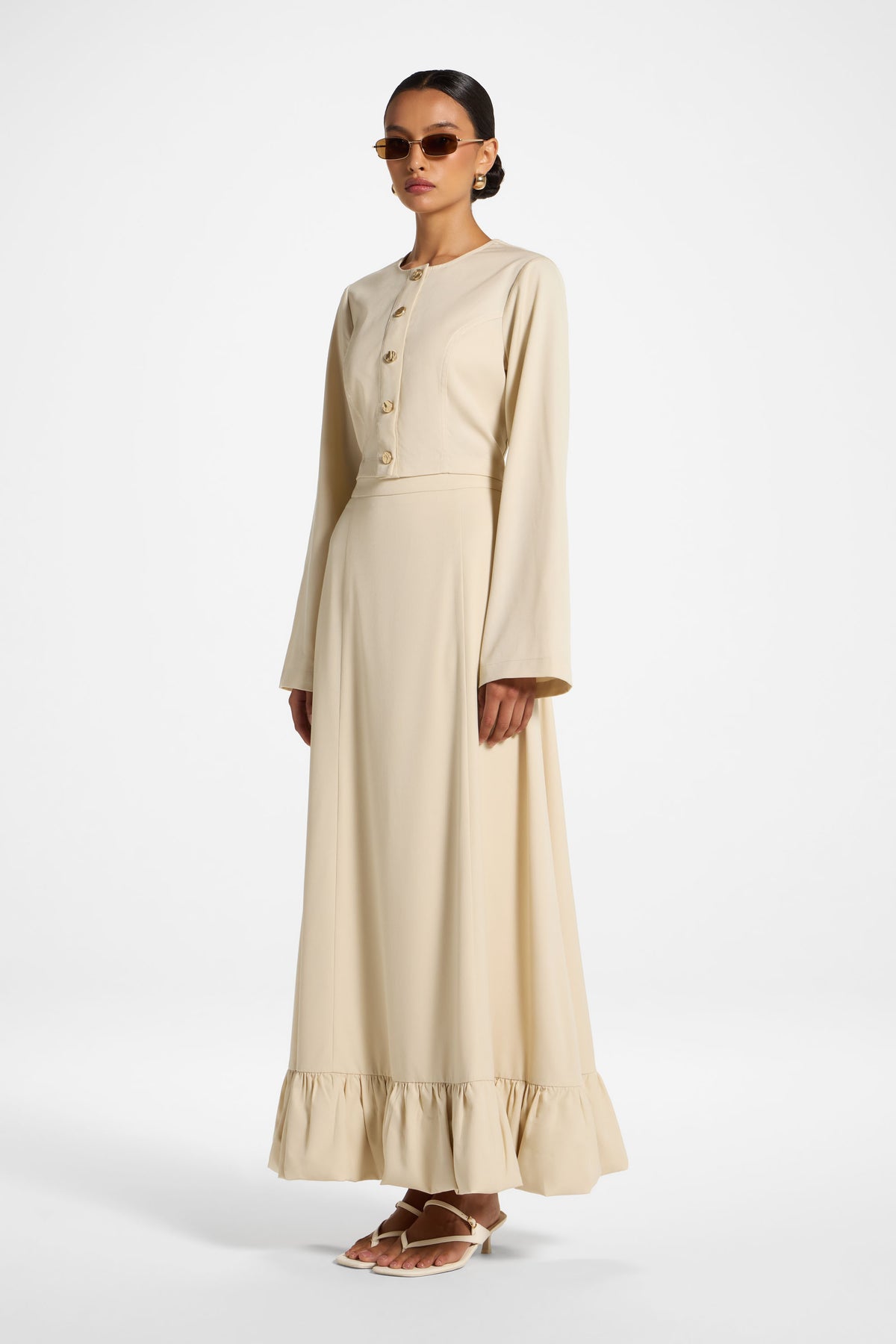 Bubble Hem Skirt - Beige