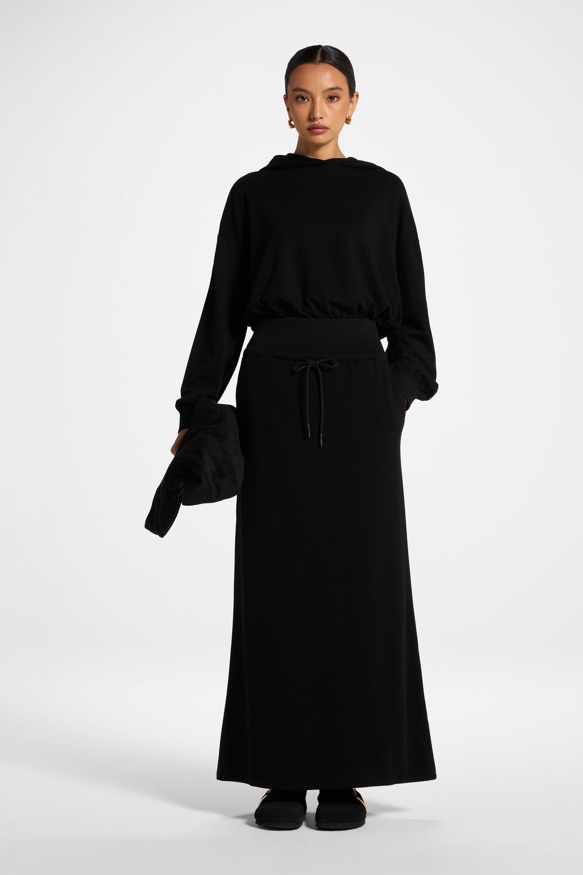 Cotton Blend Lounge Skirt - Black