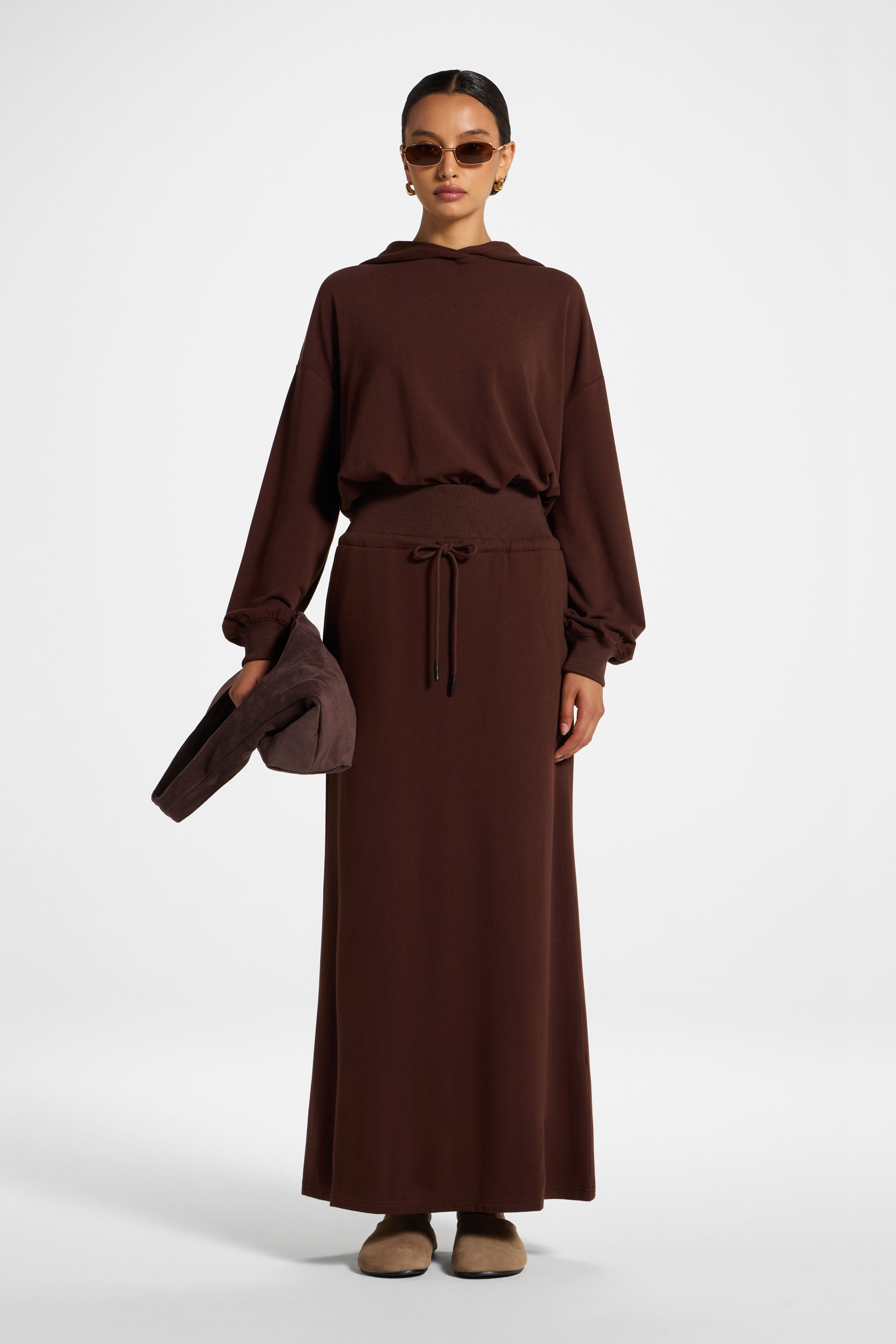 Cotton Blend Lounge Skirt - Chocolate