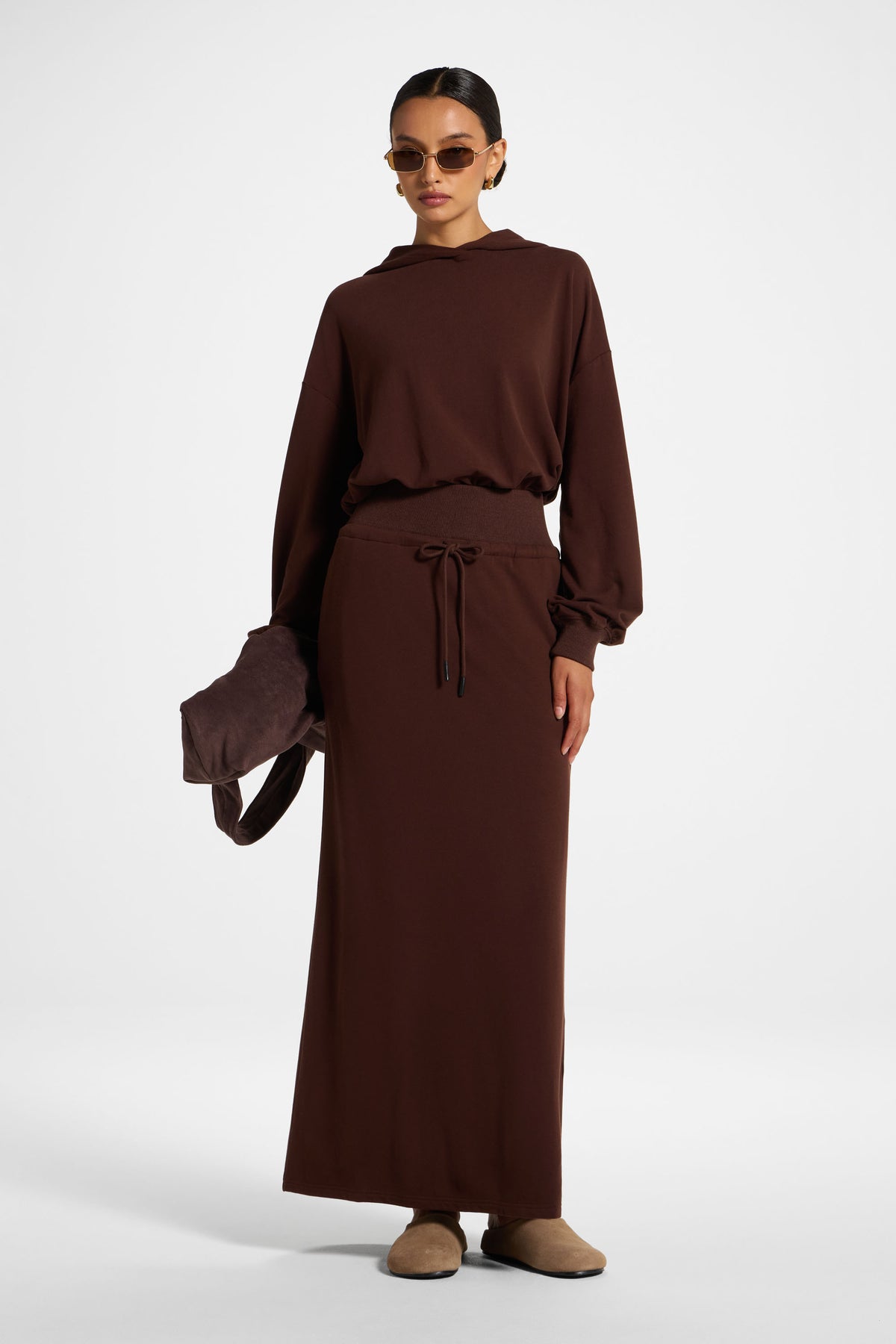 Cotton Blend Lounge Skirt - Chocolate