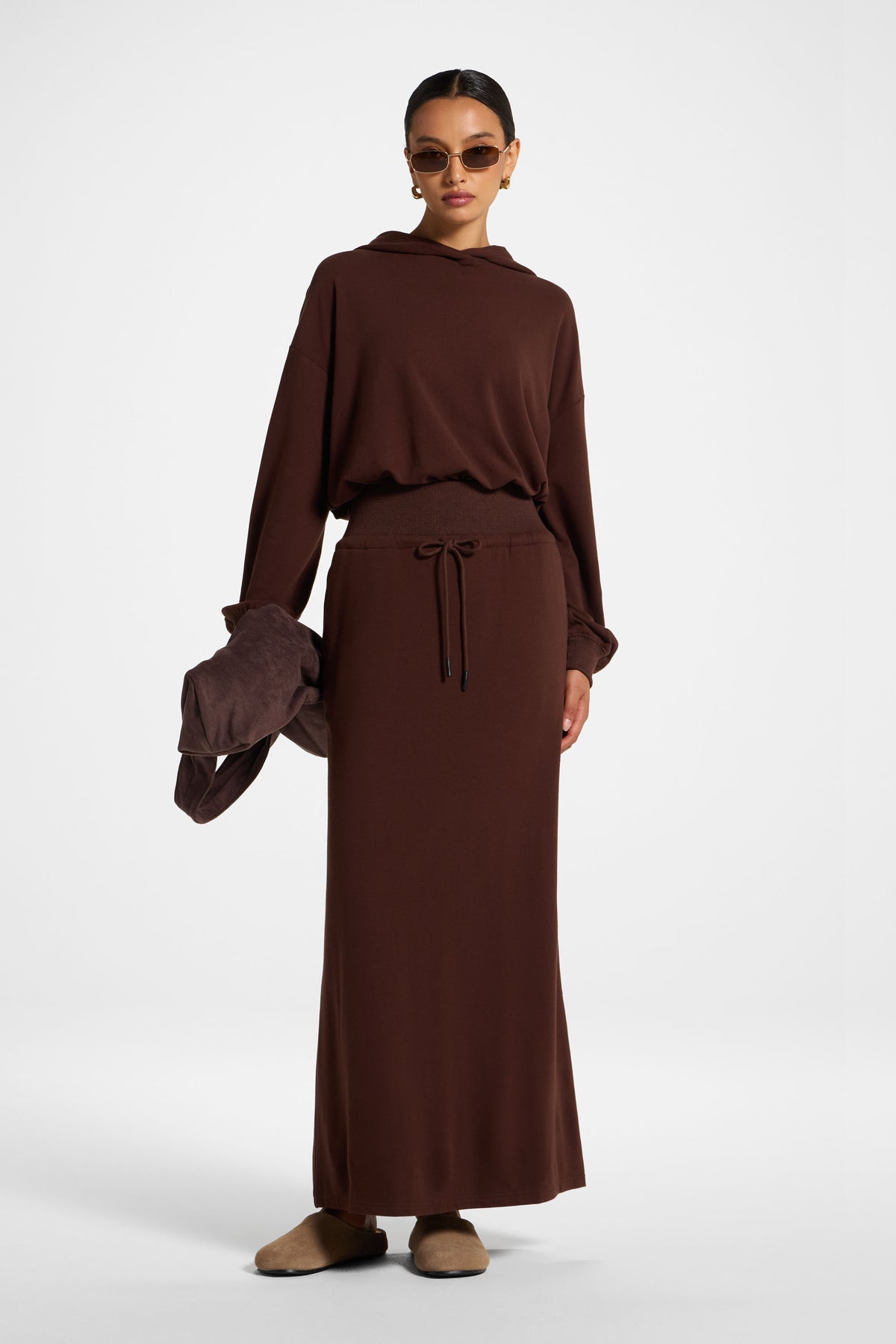 Cotton Blend Lounge Skirt - Chocolate