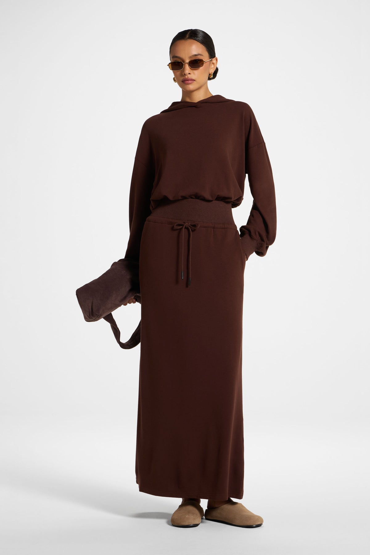 Cotton Blend Lounge Skirt - Chocolate