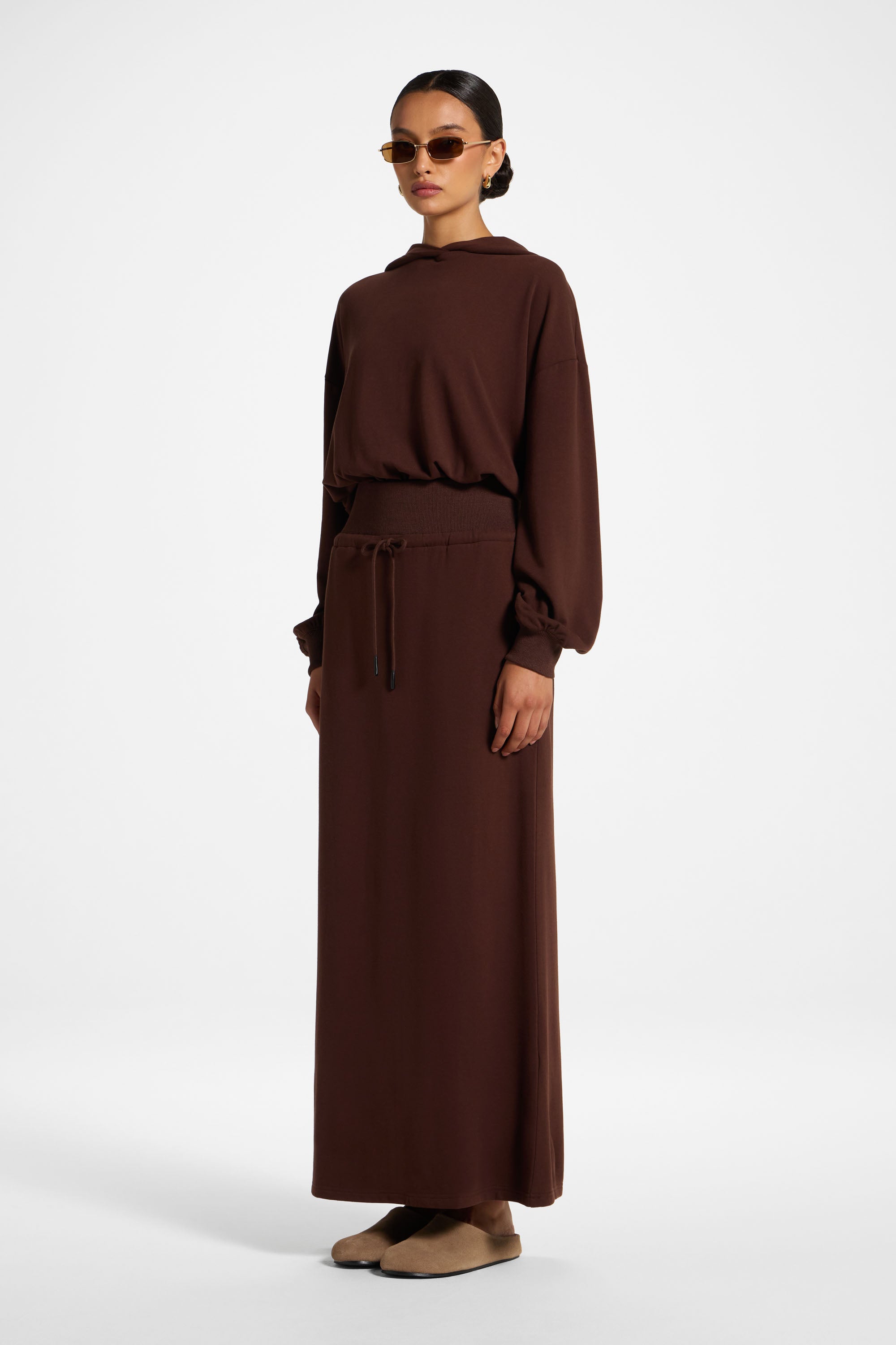 Cotton Blend Lounge Skirt - Chocolate