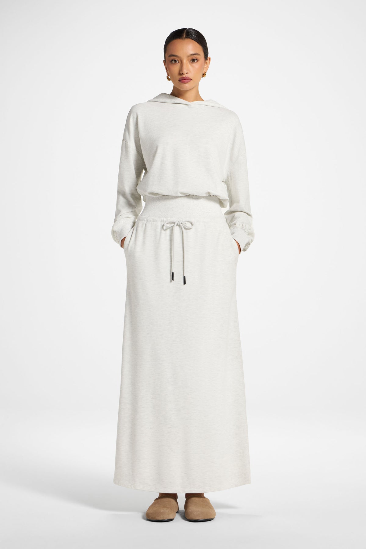 Cotton Blend Lounge Skirt - Light Heather
