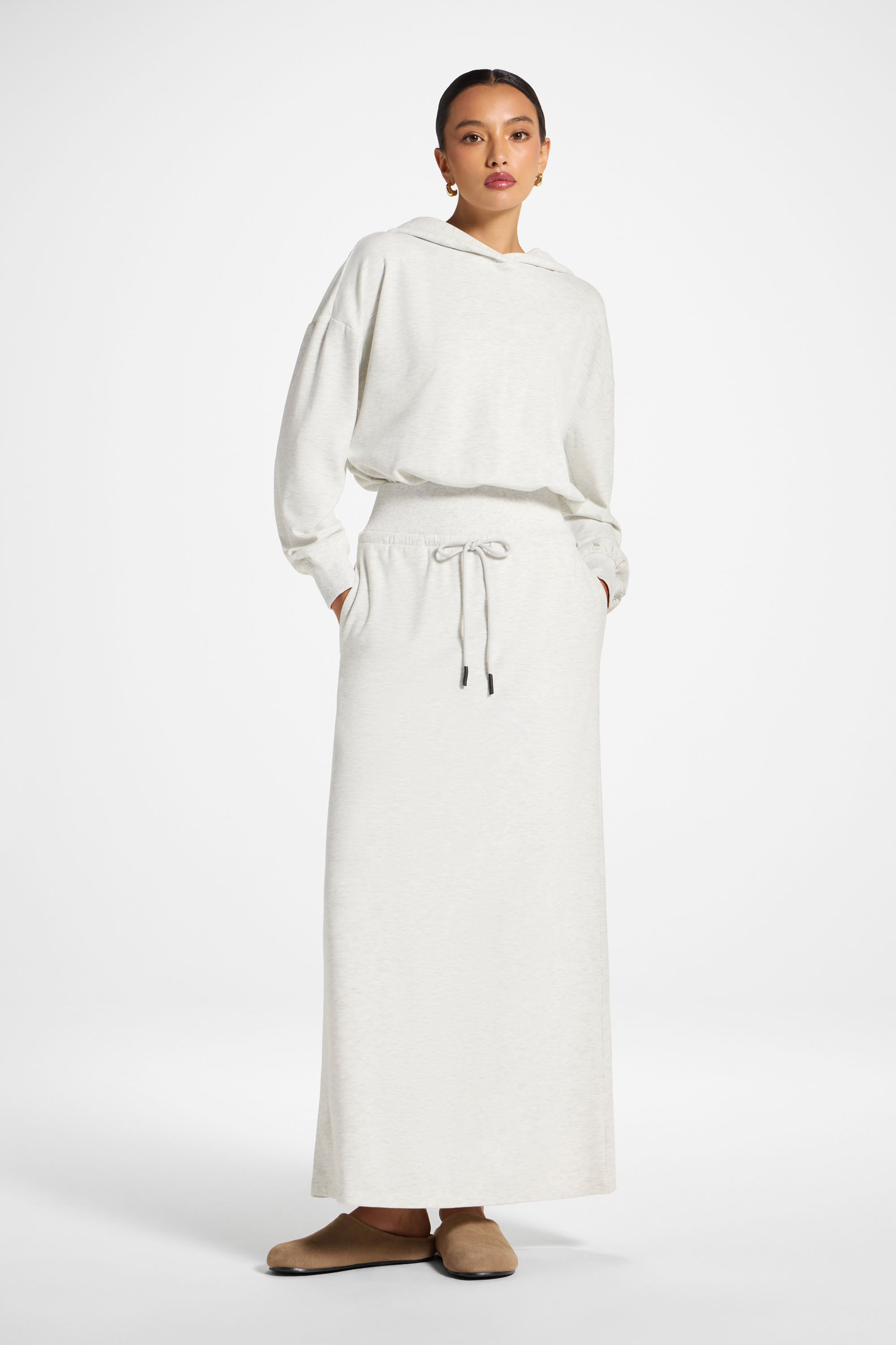 Cotton Blend Lounge Skirt - Light Heather