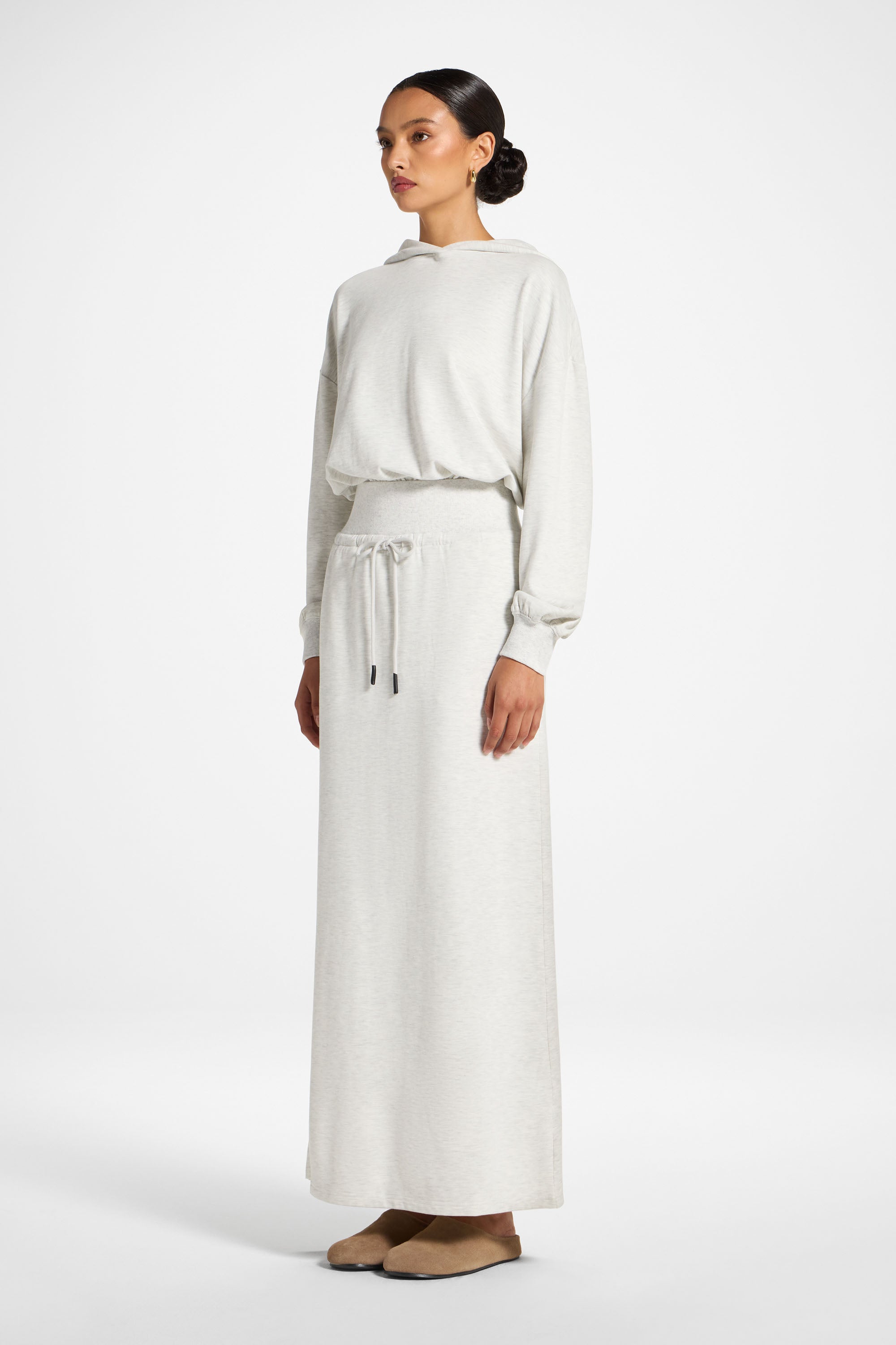 Cotton Blend Lounge Skirt - Light Heather