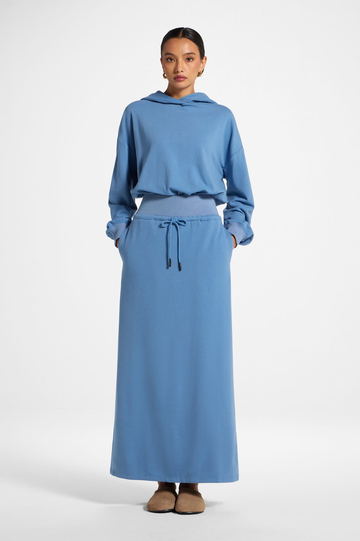 Cotton Blend Lounge Skirt - Sky