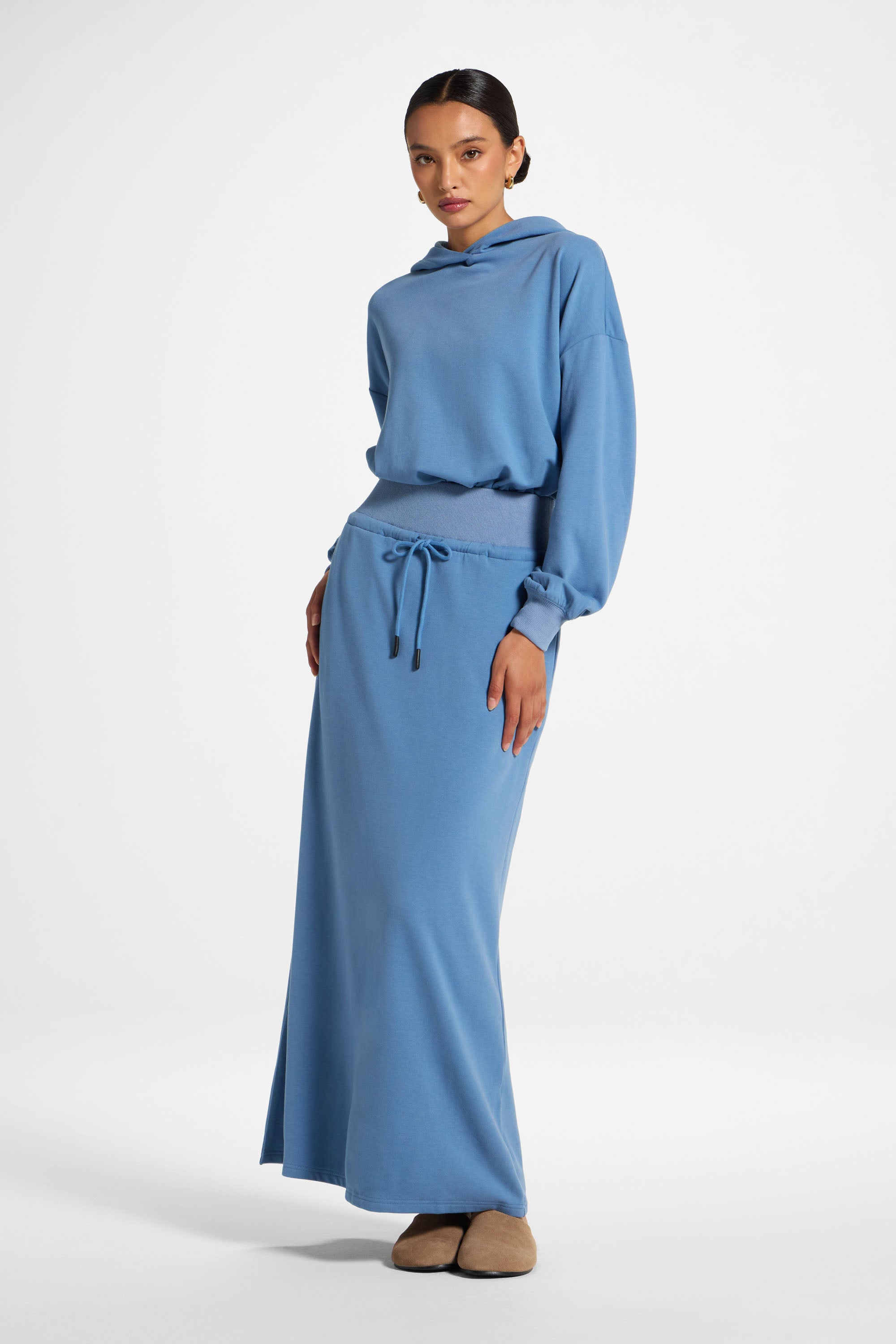 Cotton Blend Lounge Skirt - Sky