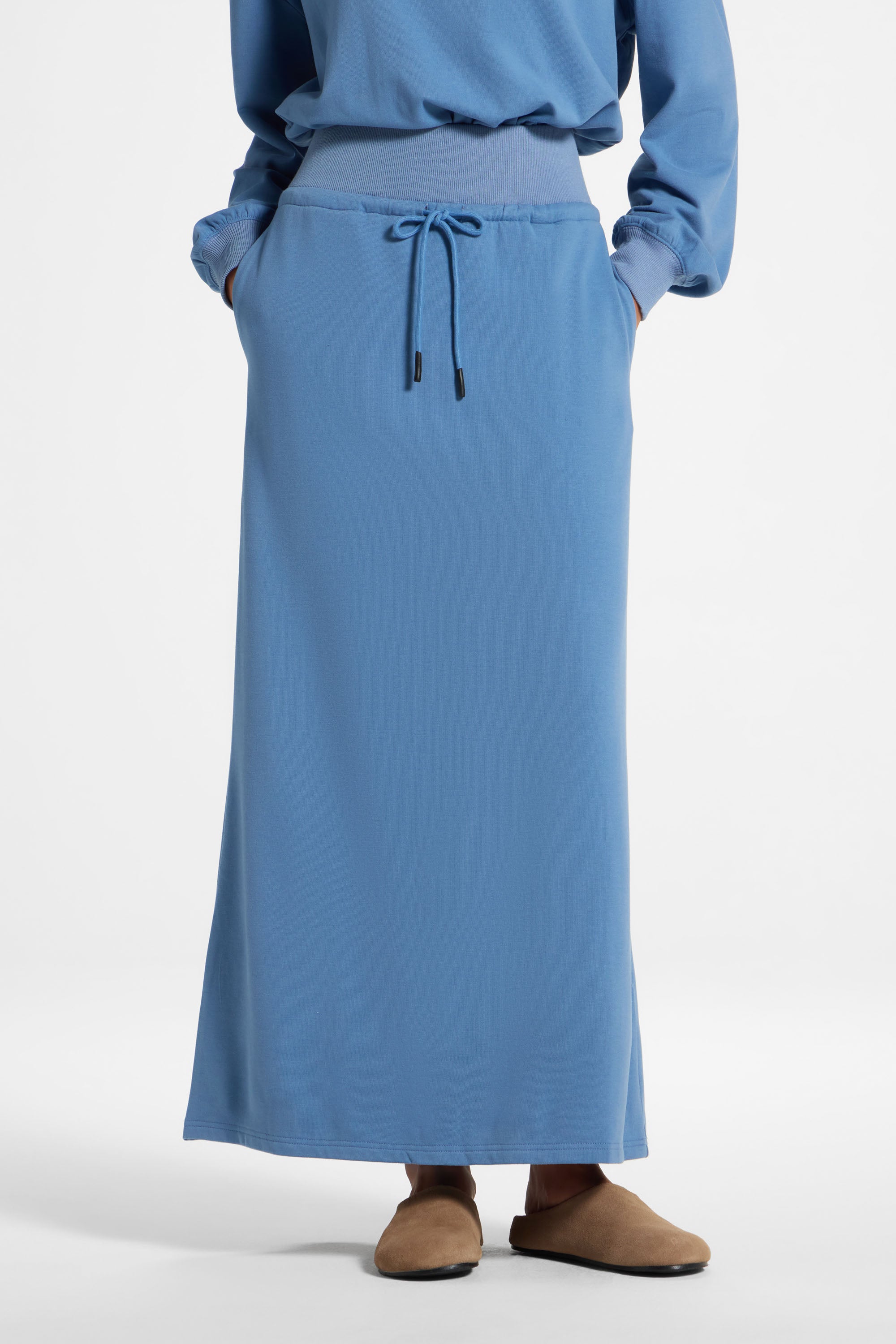 Cotton Blend Lounge Skirt - Sky