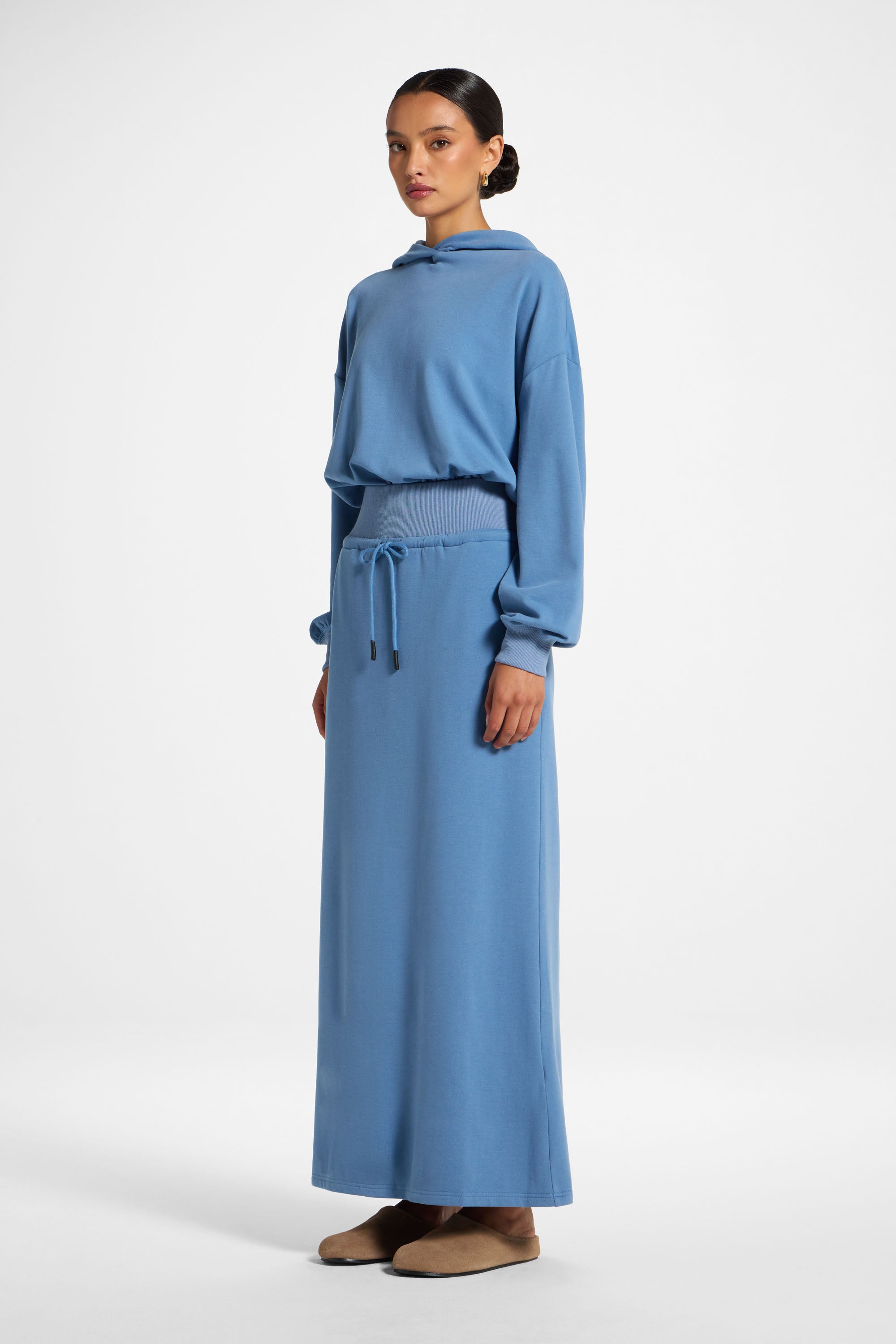 Cotton Blend Lounge Skirt - Sky