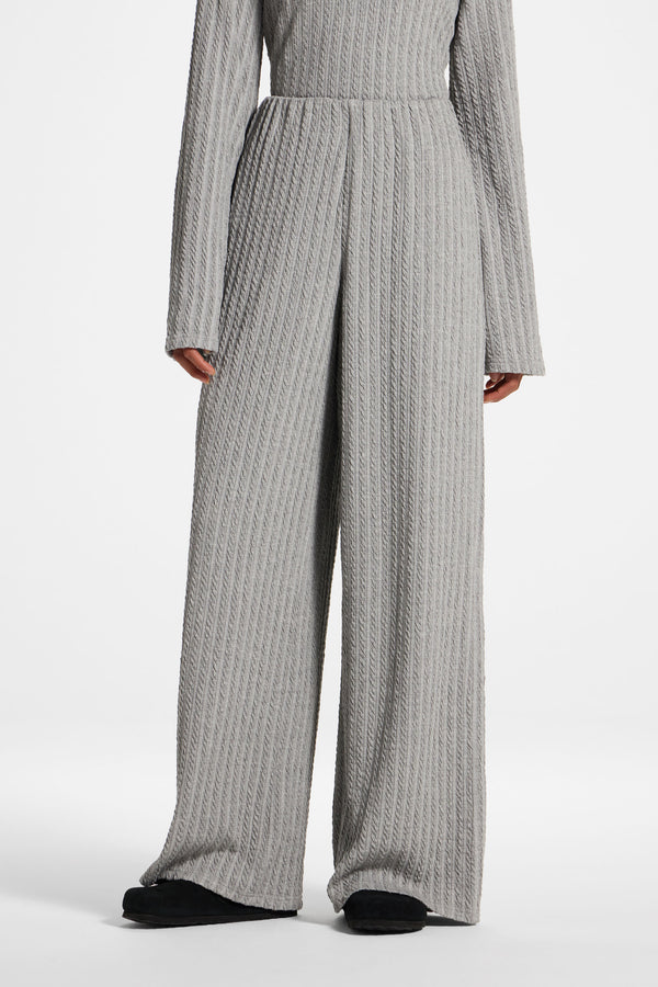 Cotton Blend Wide Leg Pants - Charcoal
