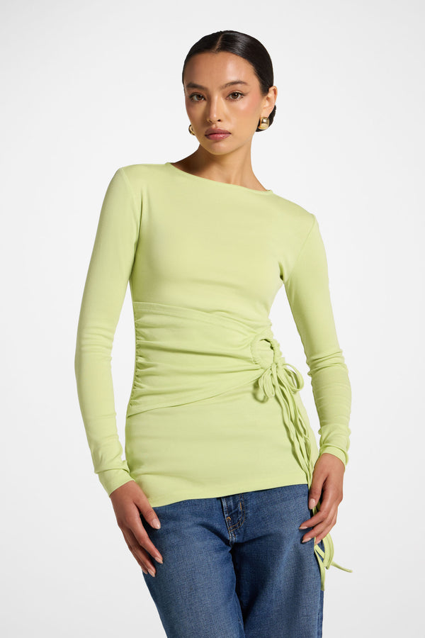 Cotton Side Tie Top - Spring Green