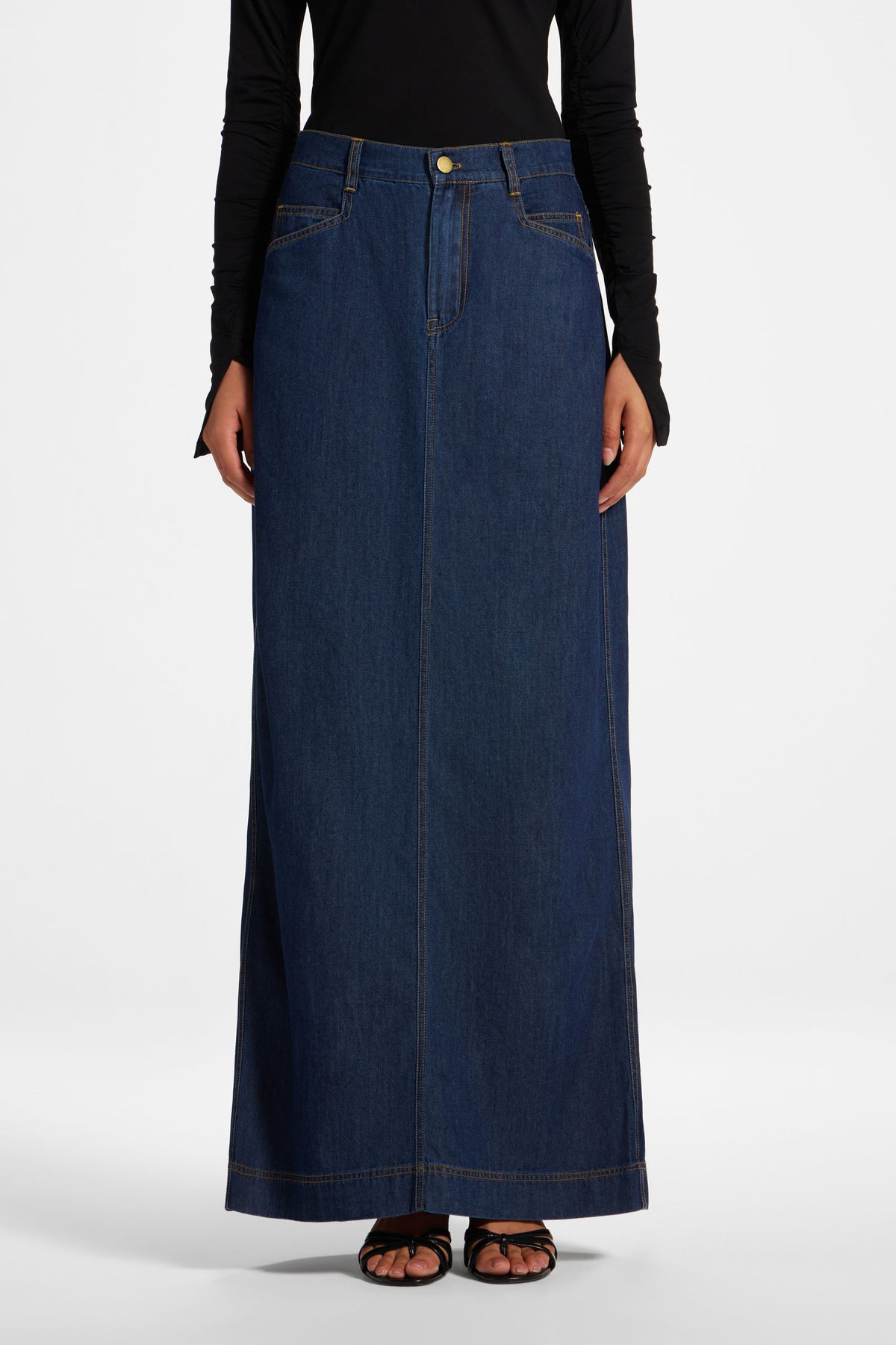 Denim Maxi Skirt - Medium Wash