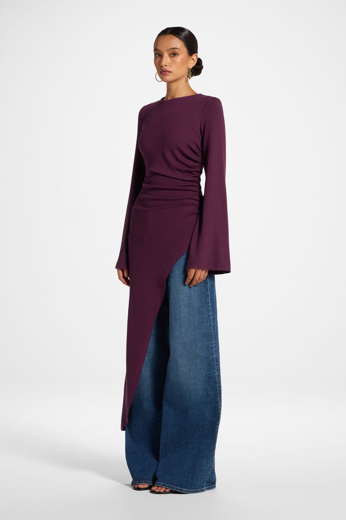 Midi Tunic Top - Black Plum