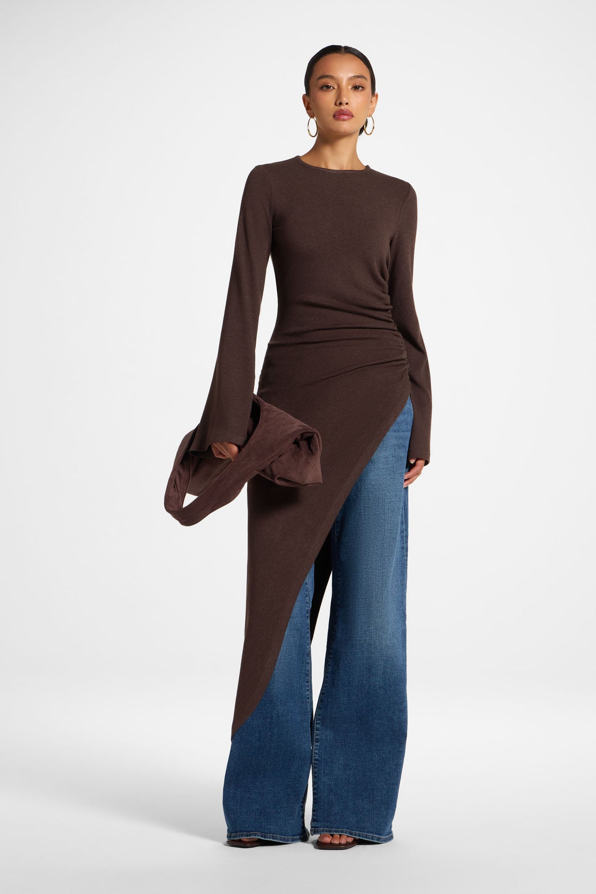 Midi Tunic Top - Heathered Brown
