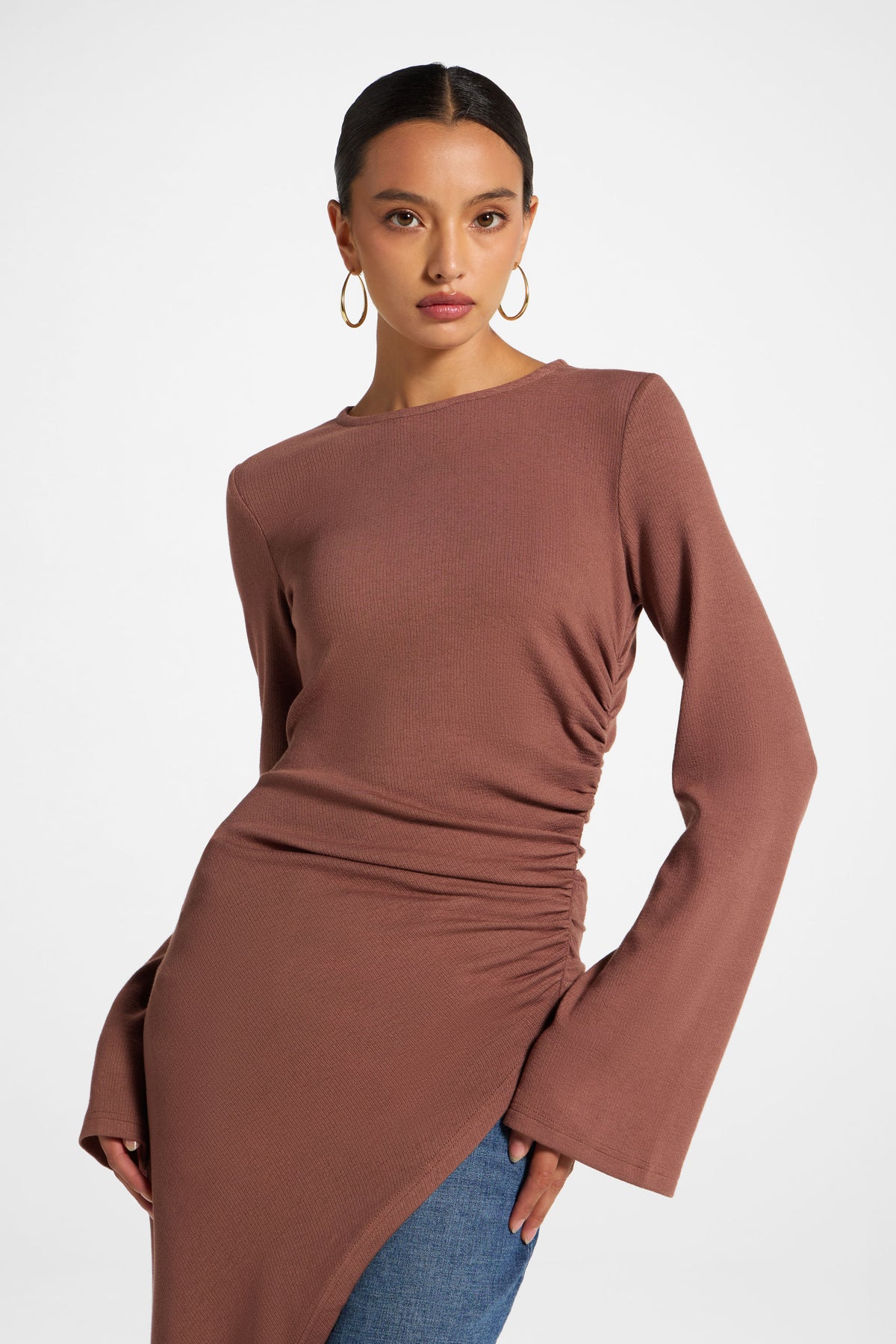 Midi Tunic Top - Mocha Rose