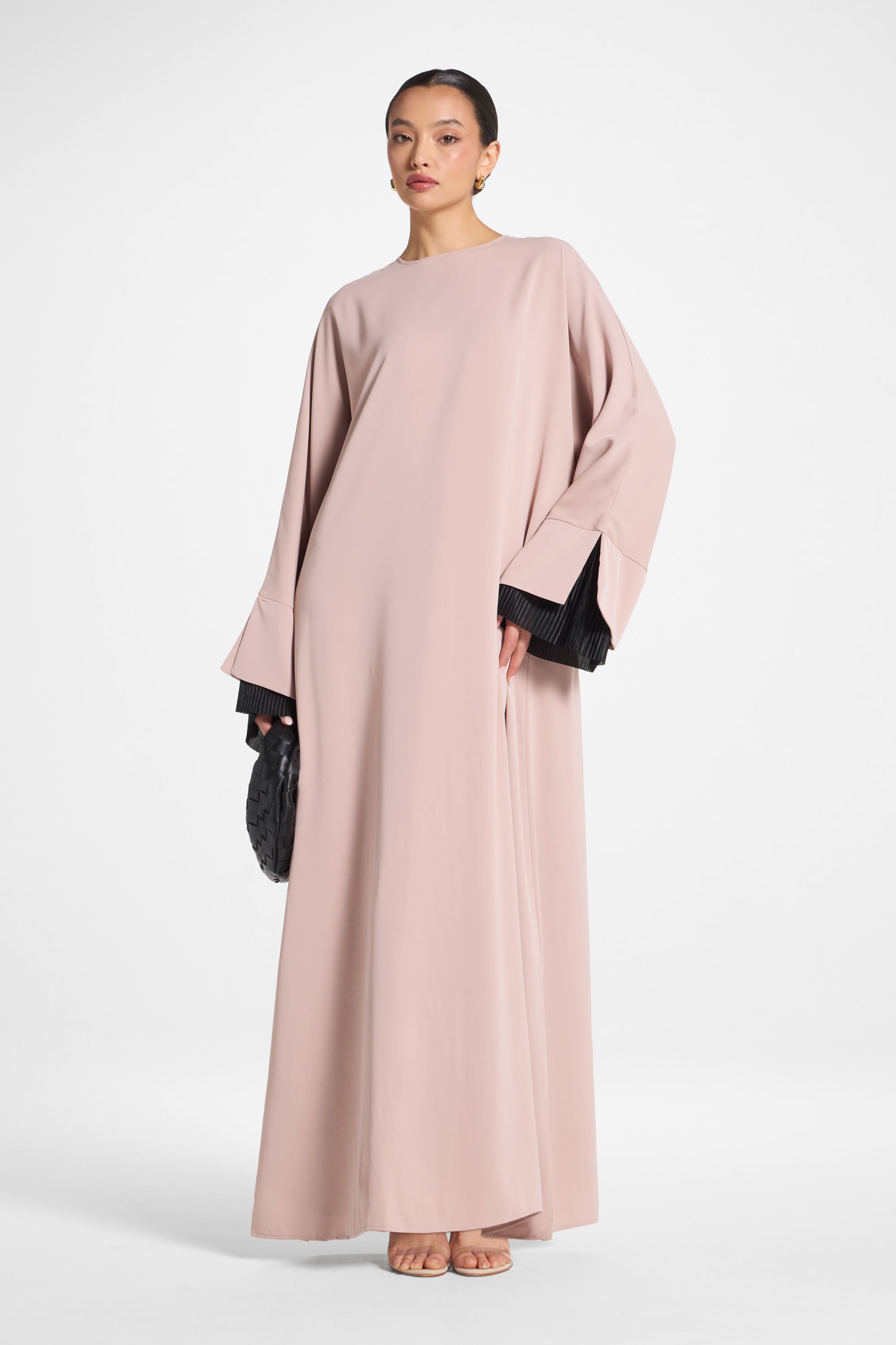 Plisse Sleeve Abaya - Mink