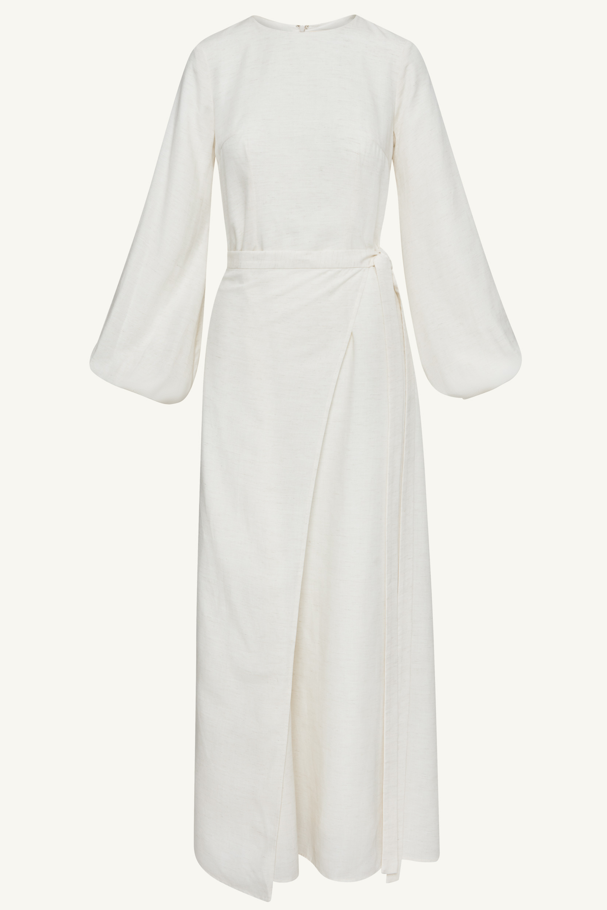 Linen Maxi Dress & Wrap Skirt Set - Off White