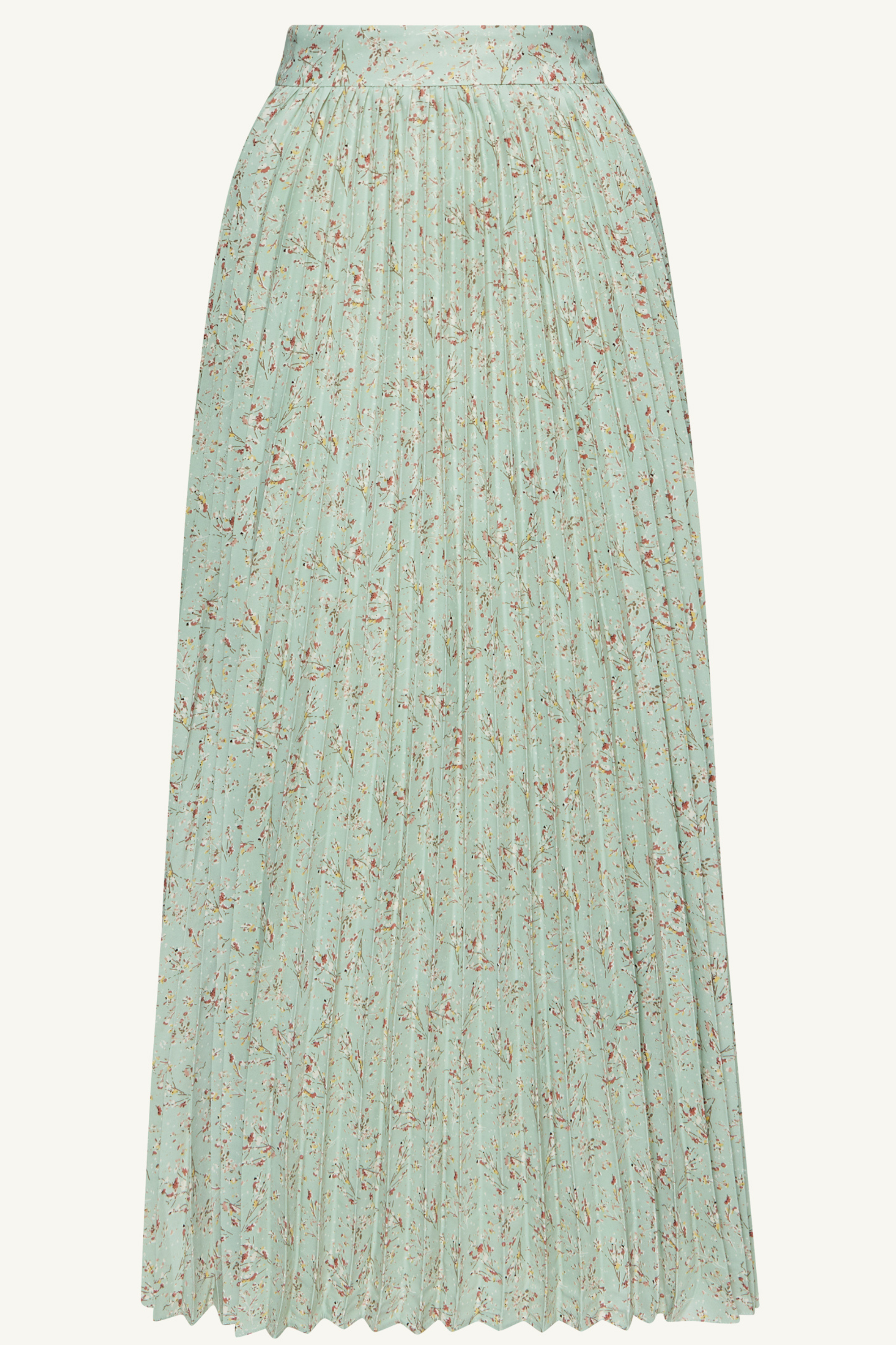 Pleated Floral Maxi Skirt - Sage