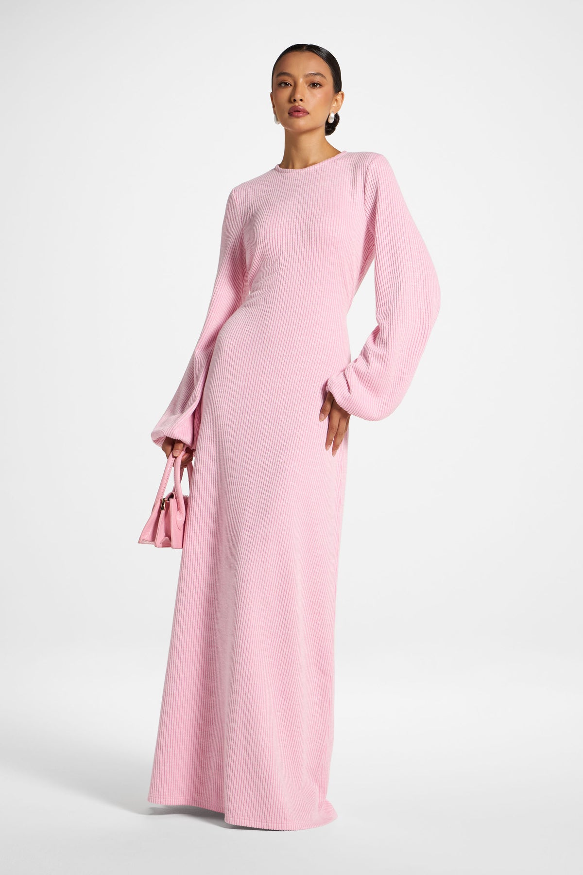 Rib Tie Back Maxi Dress - Just Pink