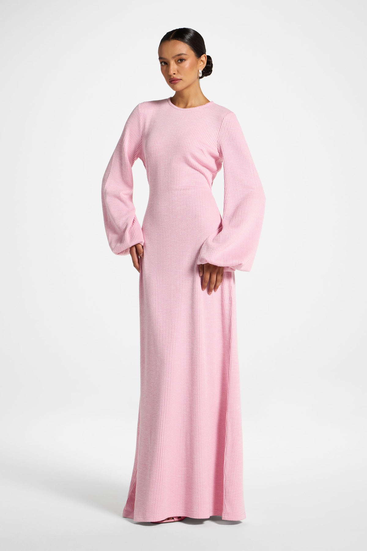 Rib Tie Back Maxi Dress - Just Pink