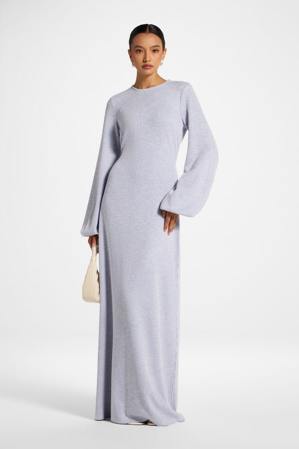 Rib Tie Back Maxi Dress - Periwinkle