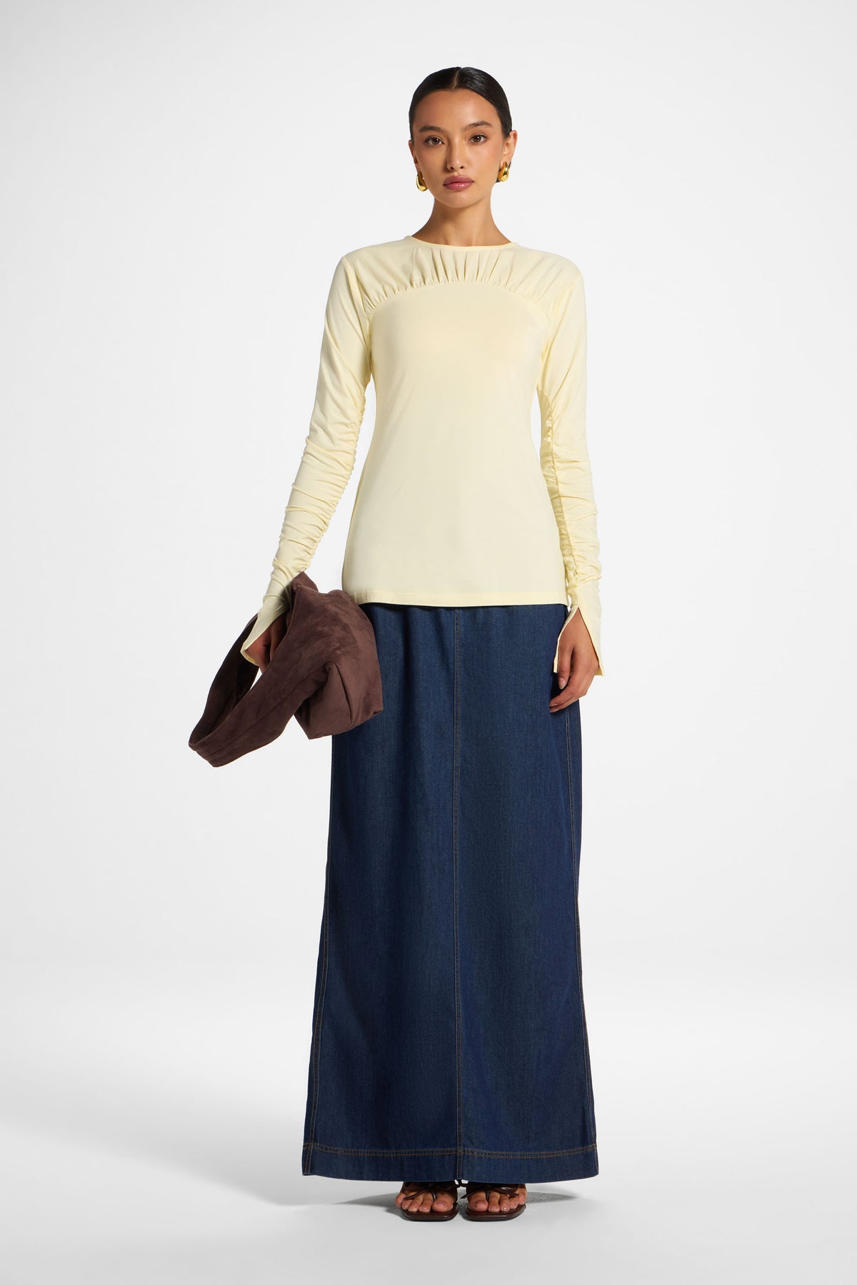 Ruched Sleeve Top - Butter
