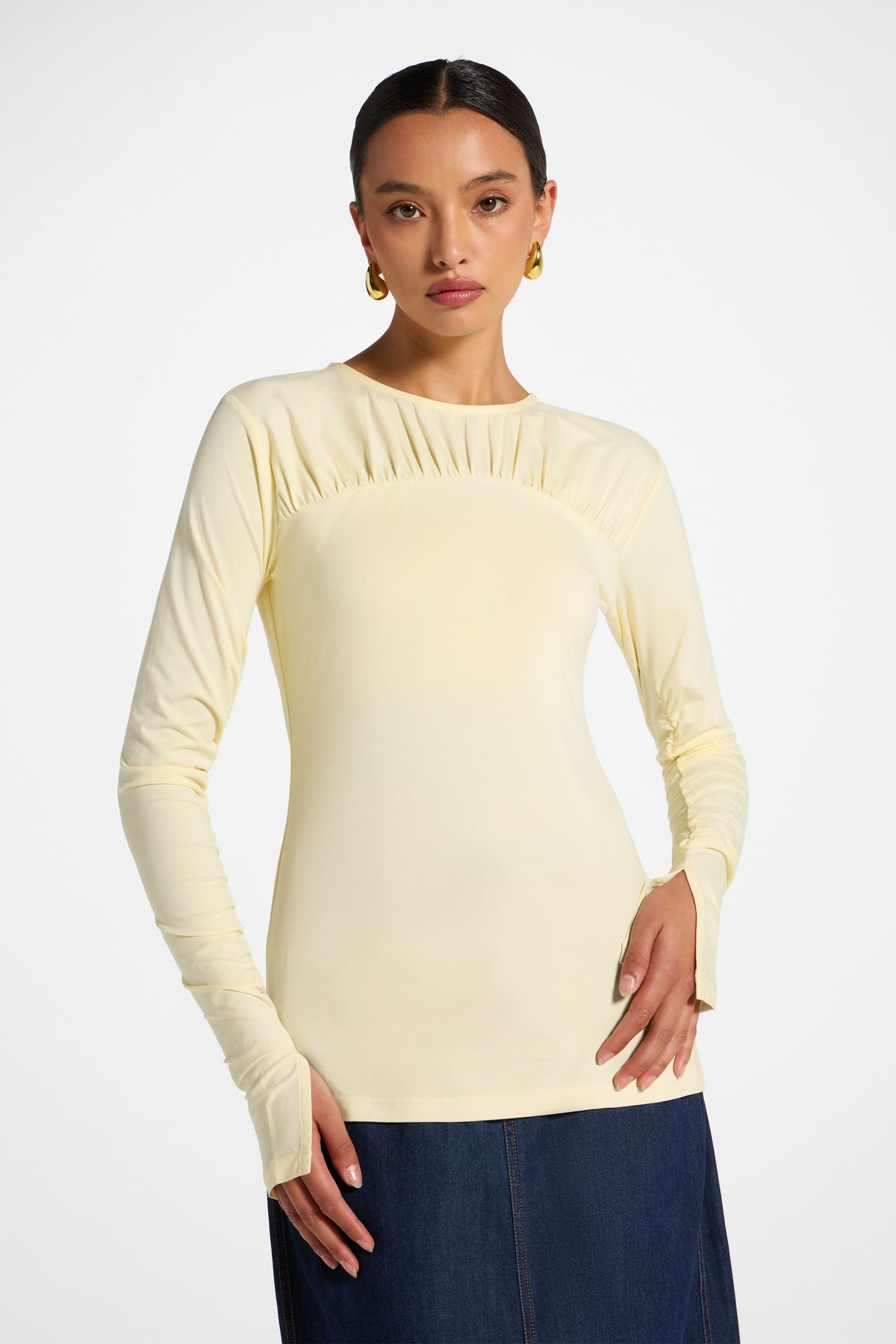 Ruched Sleeve Top - Butter