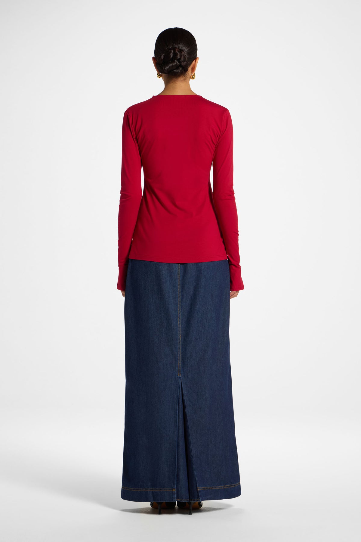 Ruched Sleeve Top - Dark Cherry