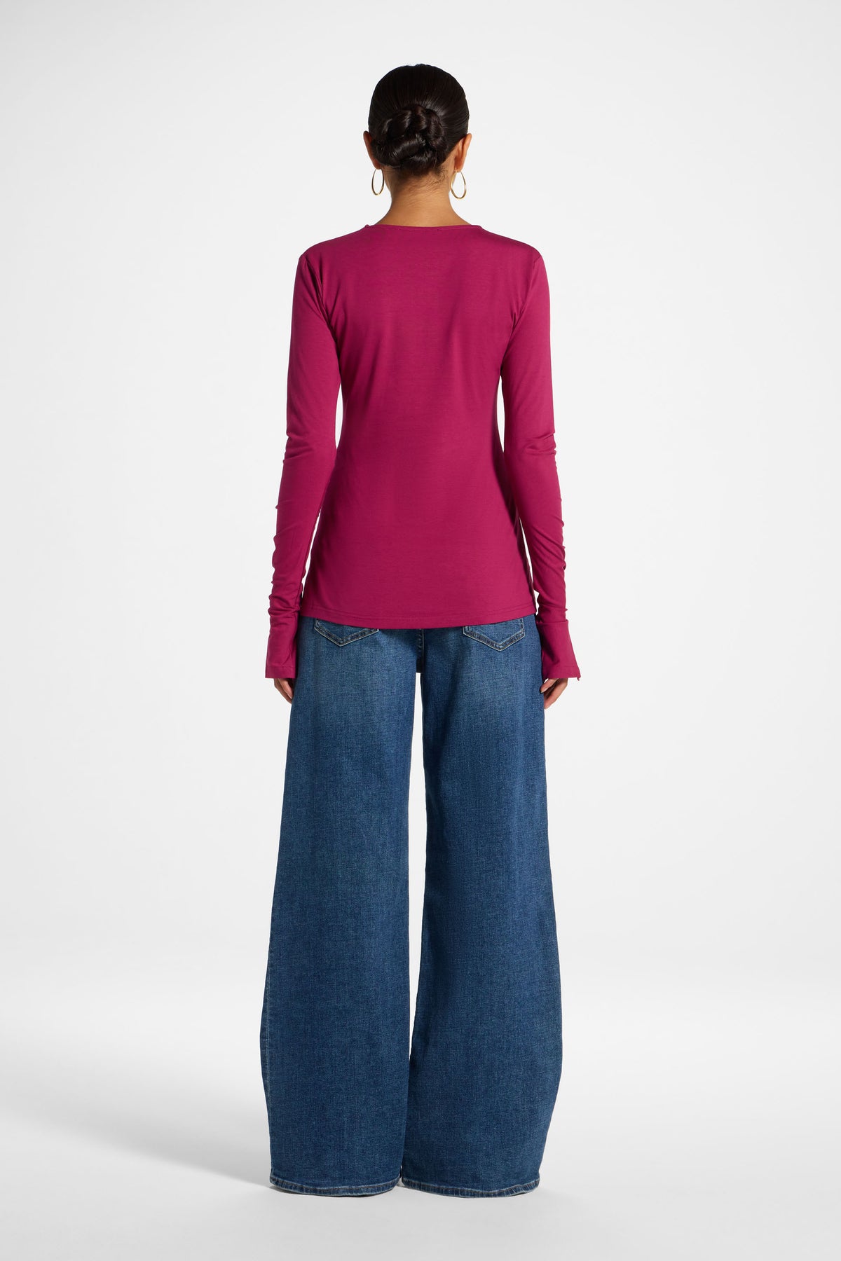 Ruched Sleeve Top - Mulberry