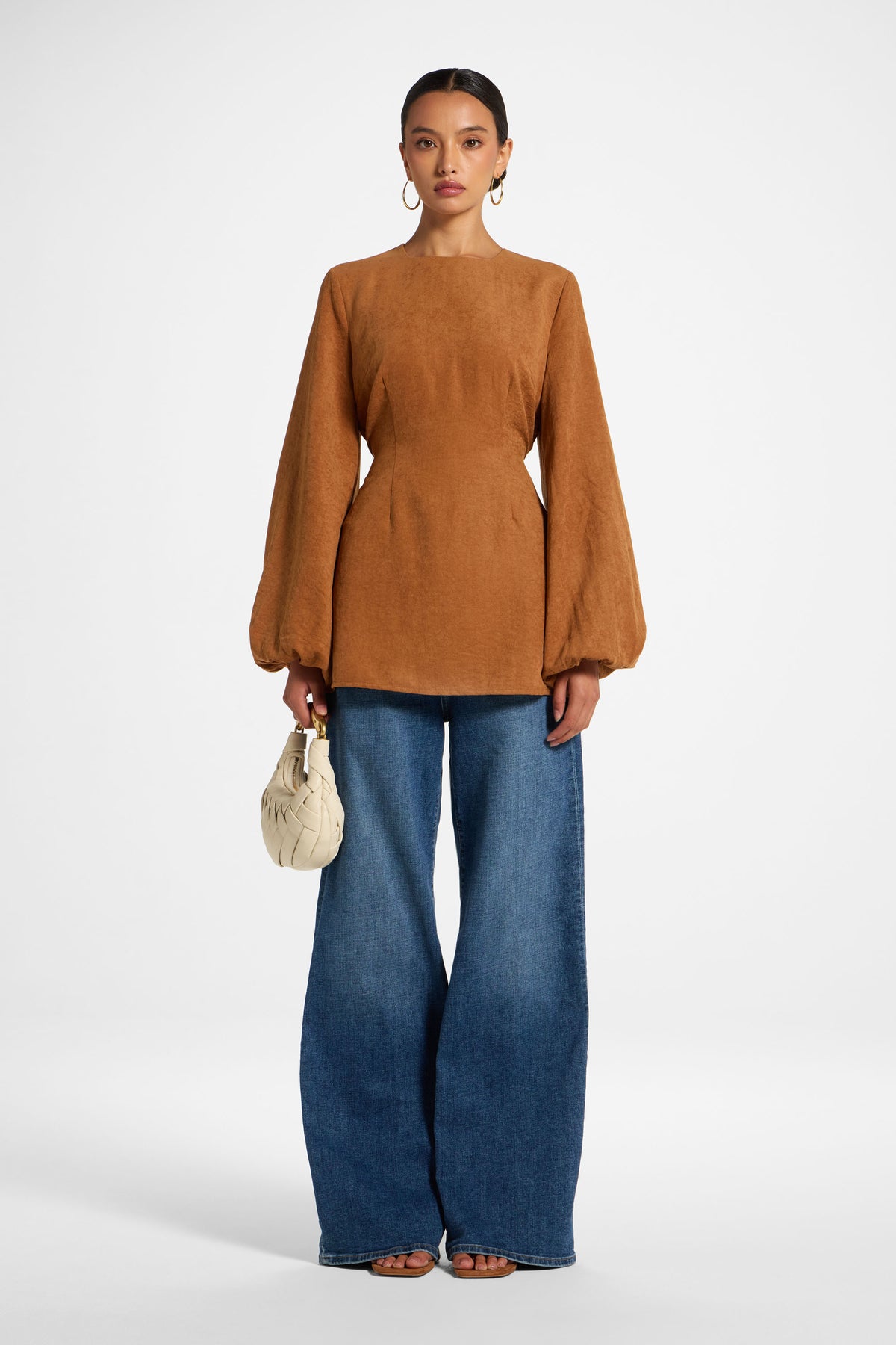 Suede Tie Back Top - Cognac