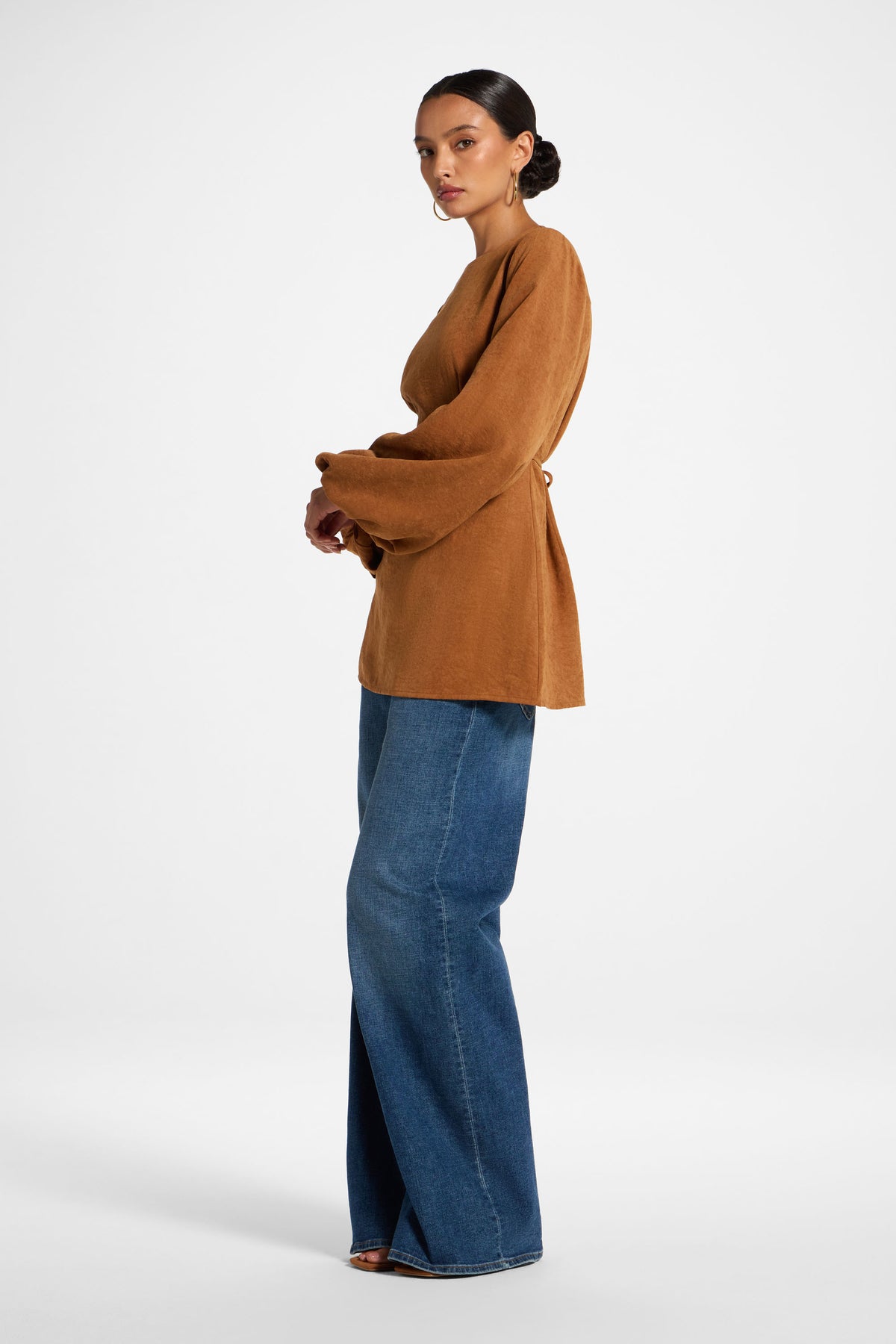 Suede Tie Back Top - Cognac
