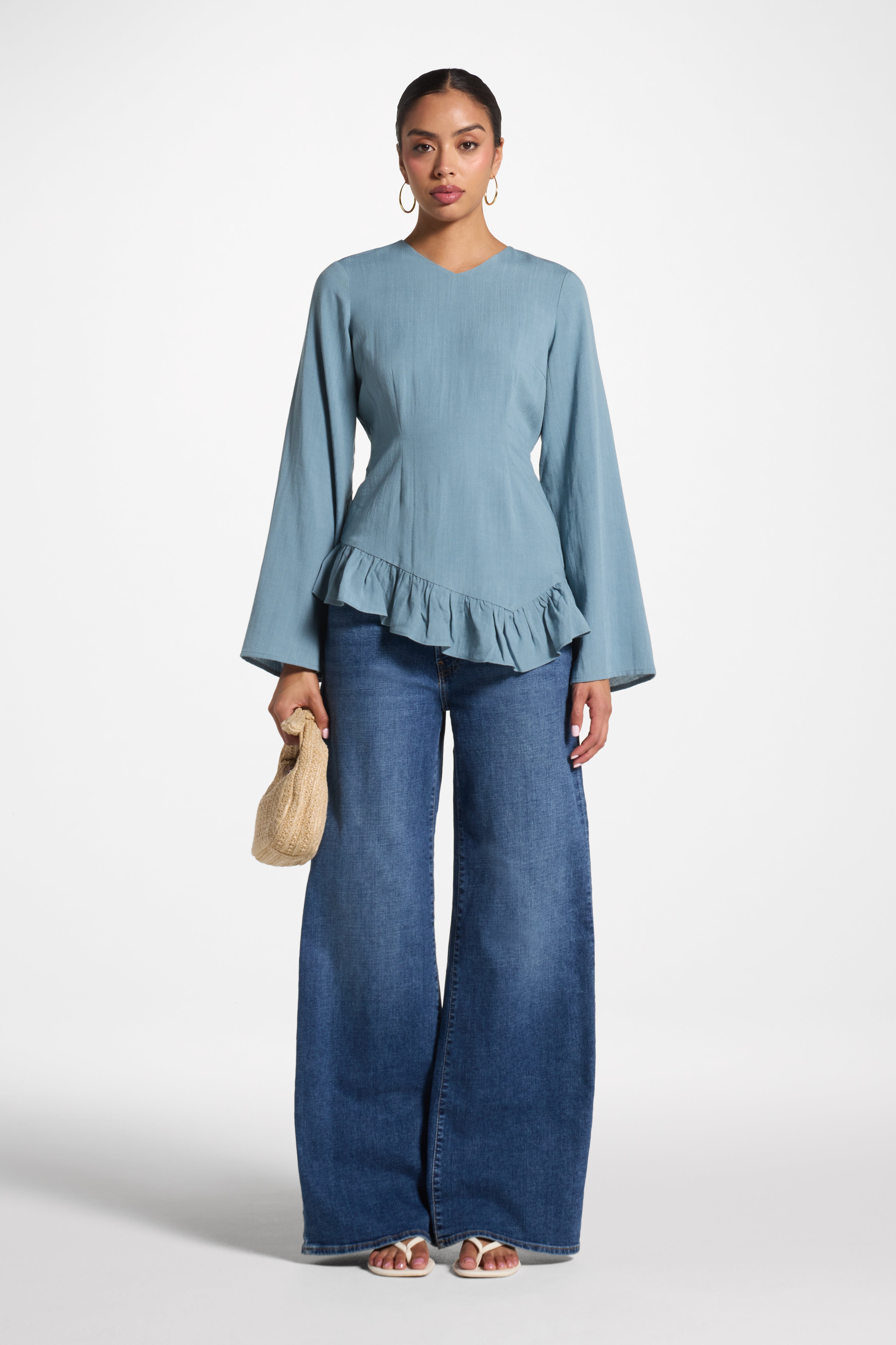 Tencel Ruffle Top - Denim