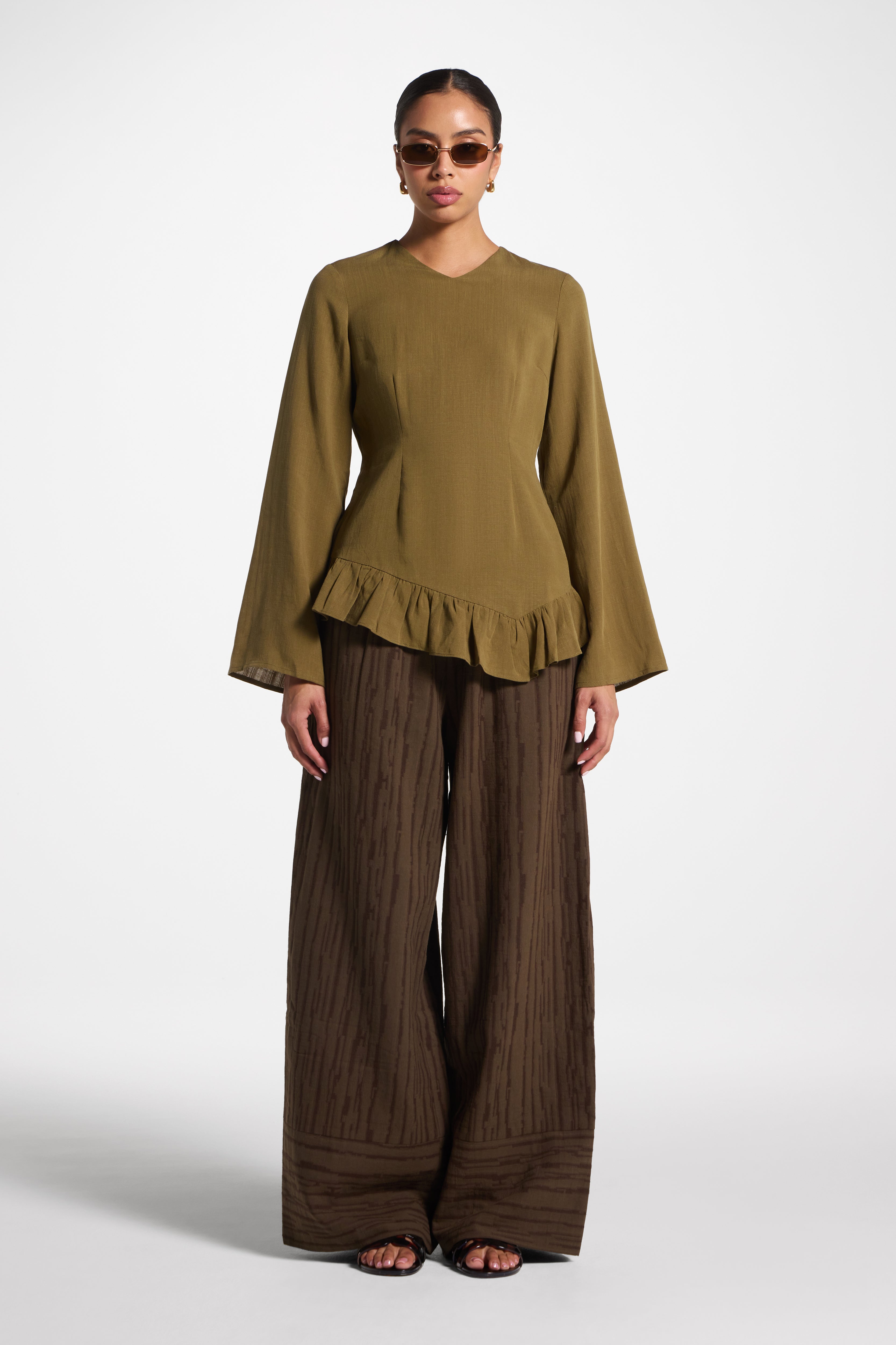 Tencel Ruffle Top - Olive