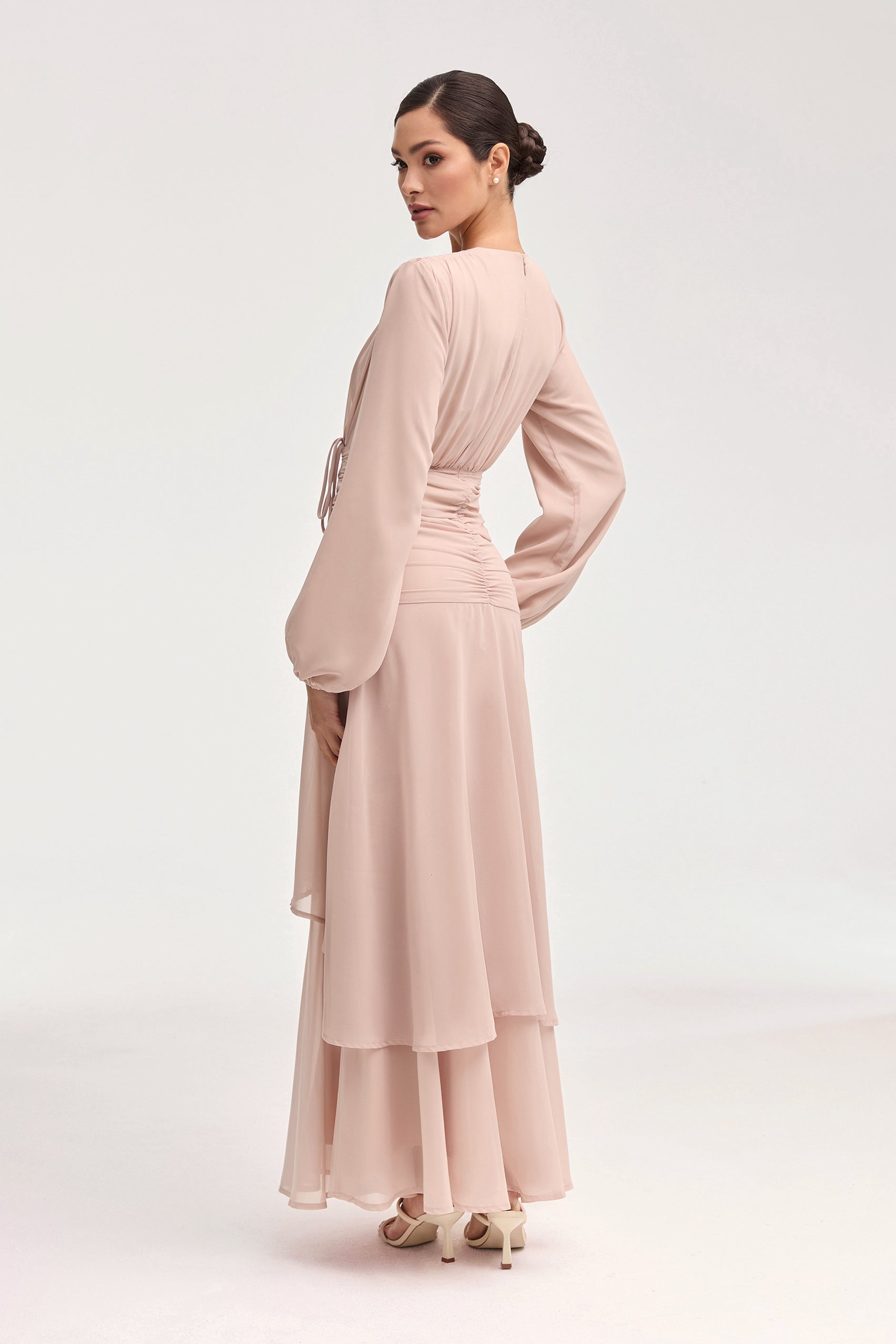 Narjis Side Rouched Maxi Dress - Jasmine Pink