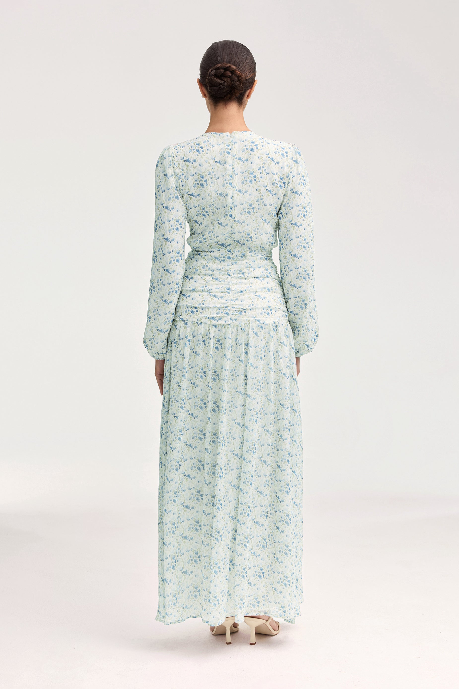 Randa Rouched Maxi Dress - Blue Floral