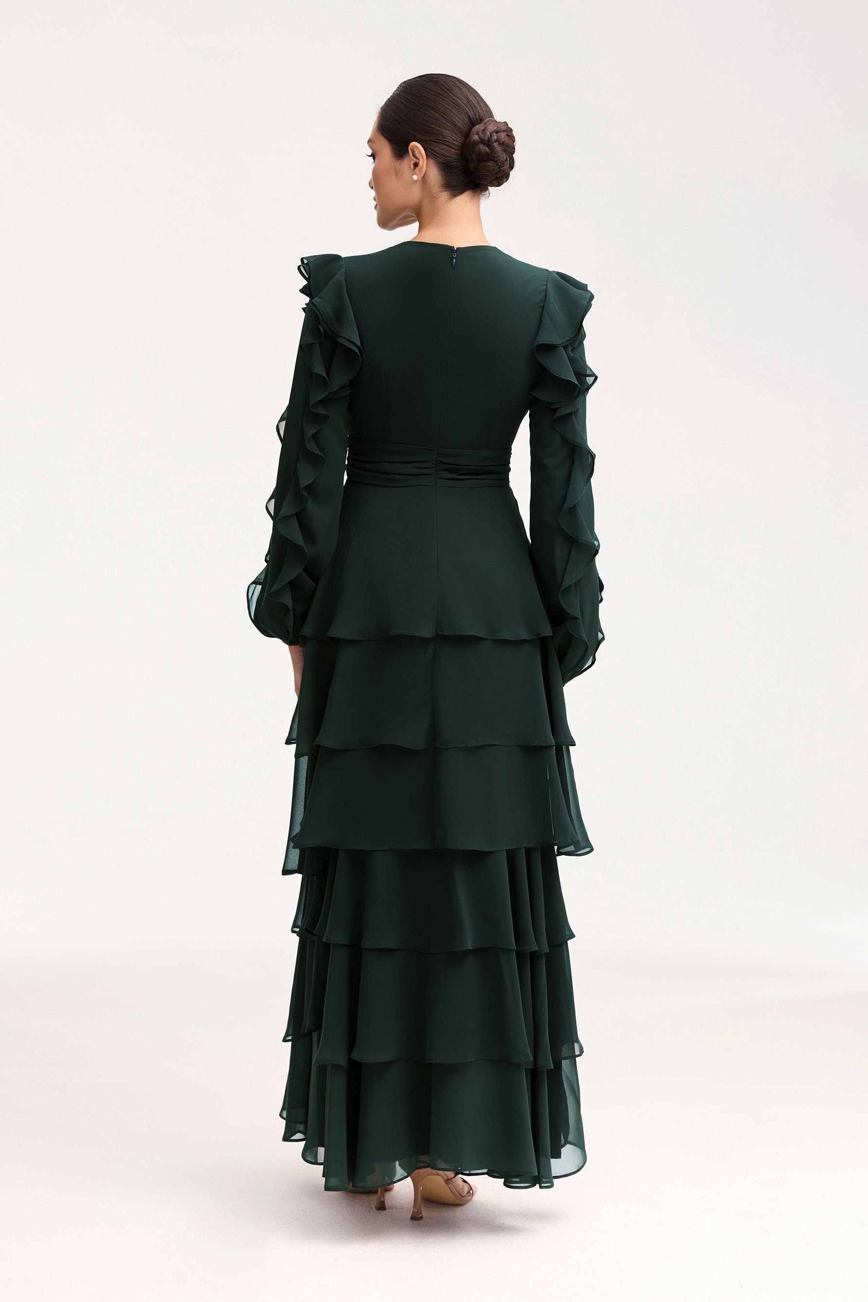 Renad Tiered Chiffon Maxi Dress - Emerald