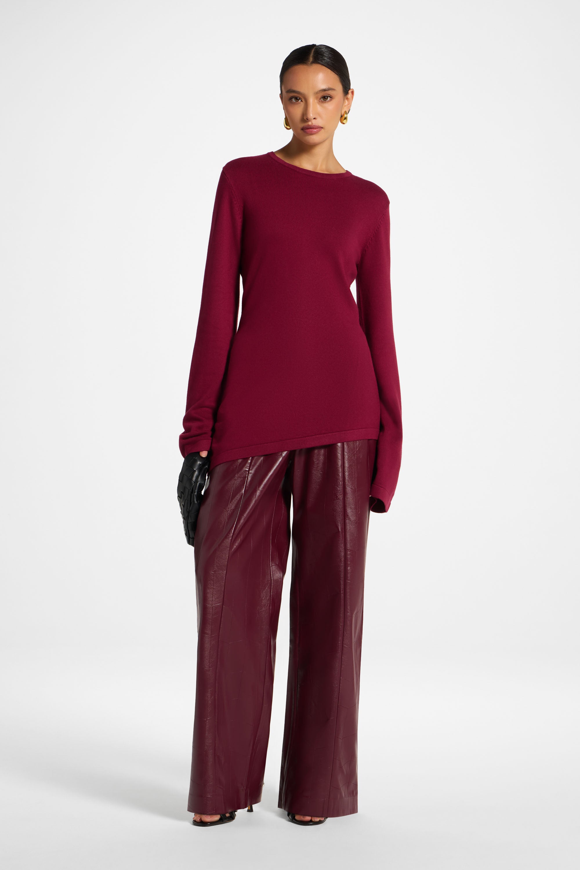 Viscose Asymmetric Knit Top - Berry