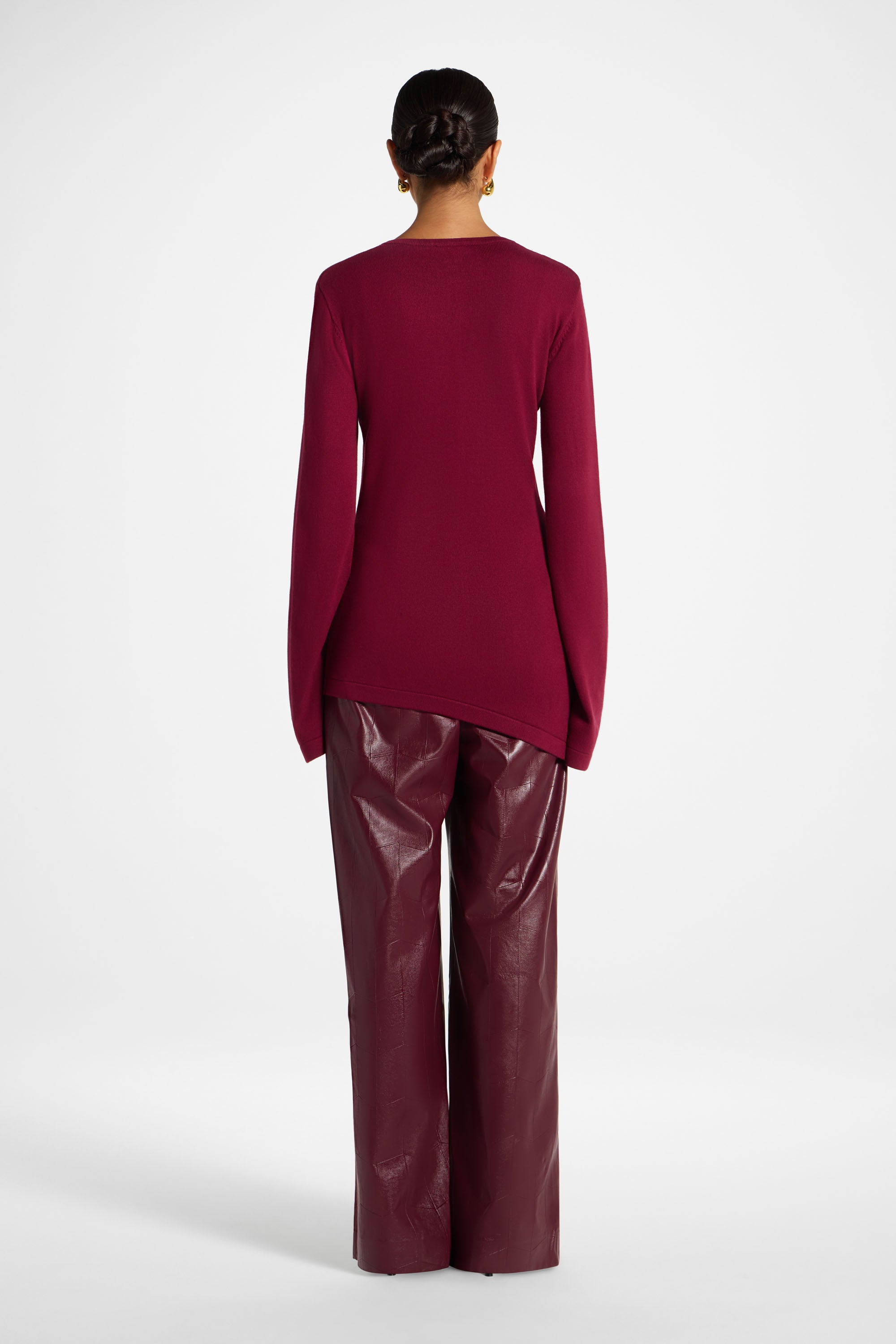 Viscose Asymmetric Knit Top - Berry