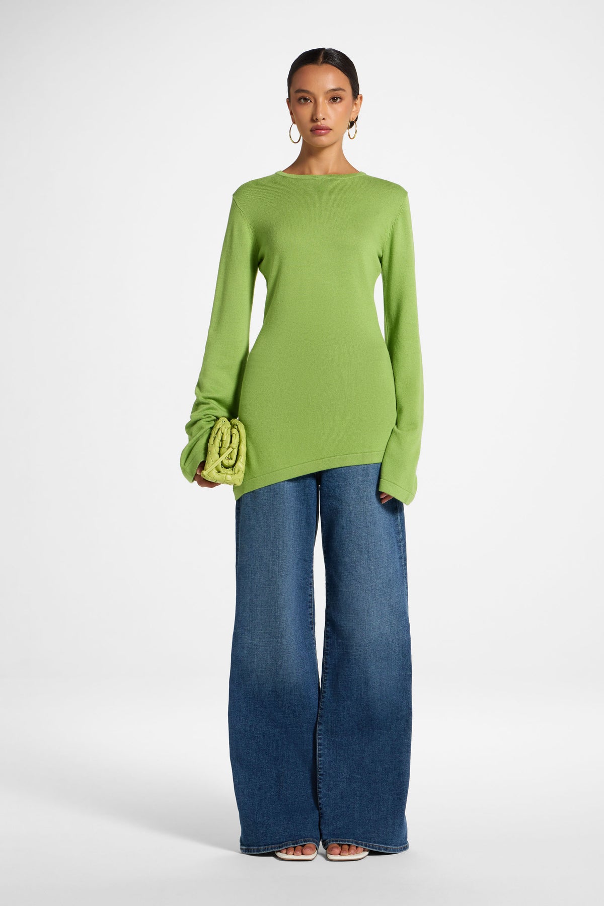 Viscose Asymmetric Knit Top - Green Glow