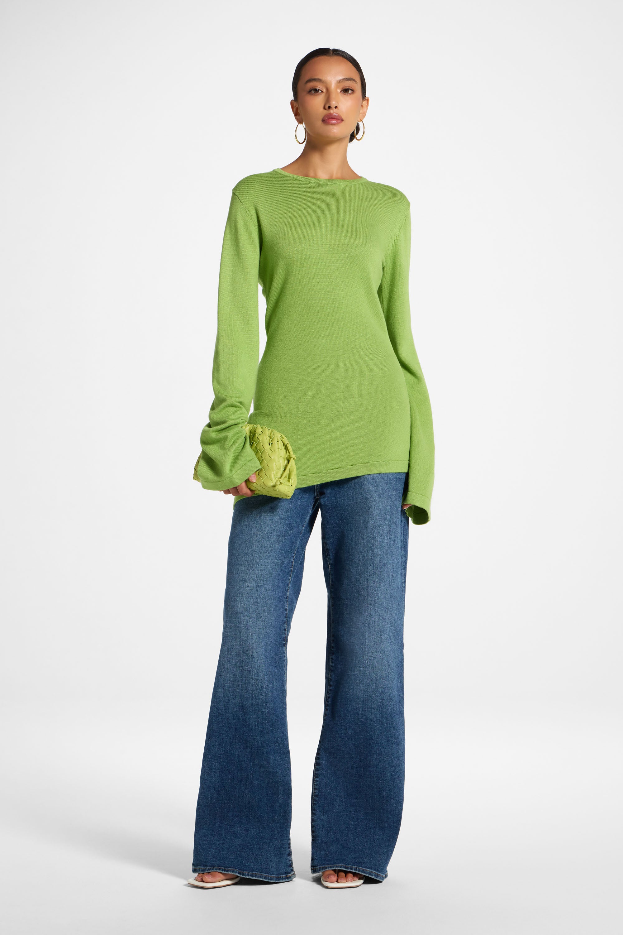 Viscose Asymmetric Knit Top - Green Glow