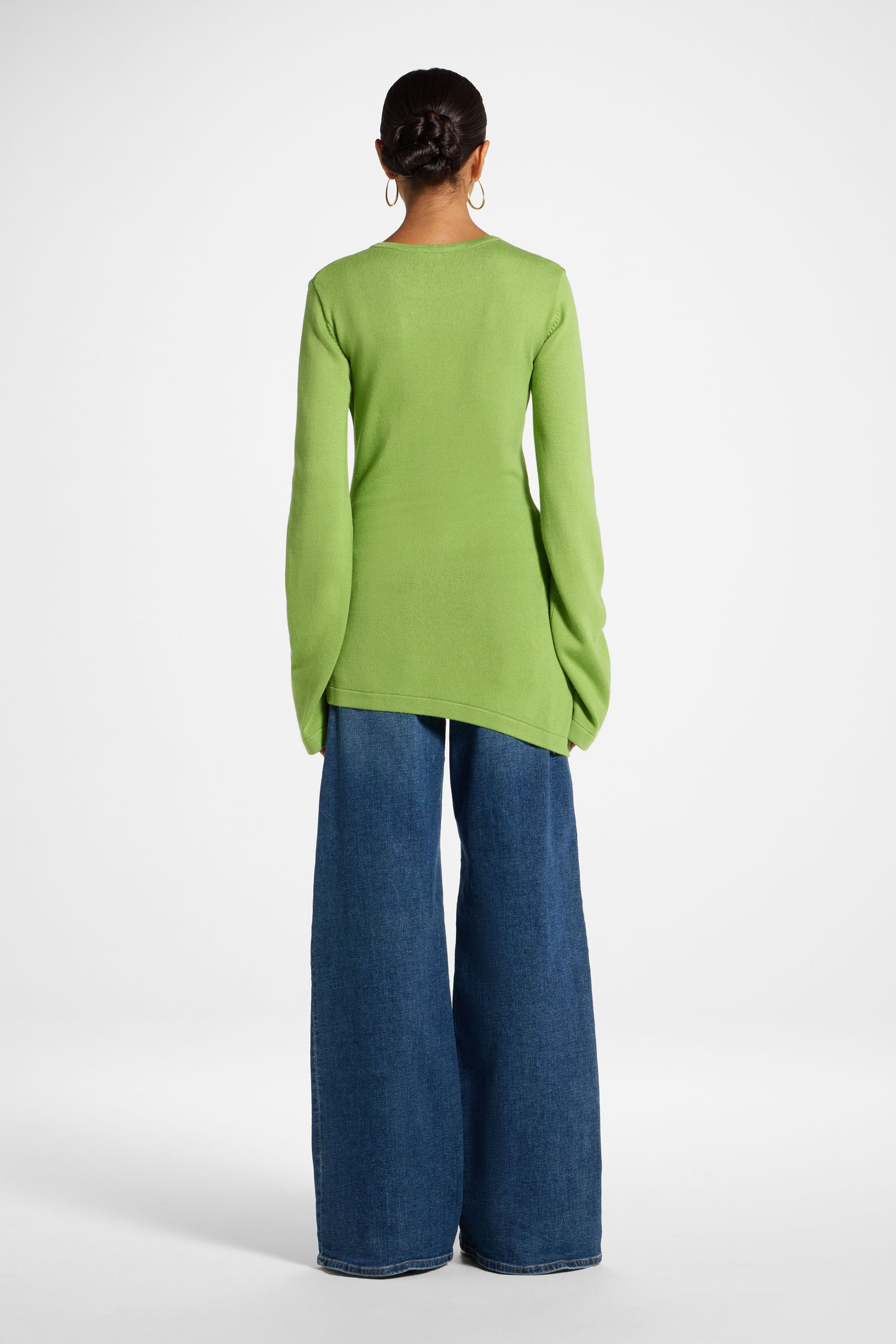 Viscose Asymmetric Knit Top - Green Glow