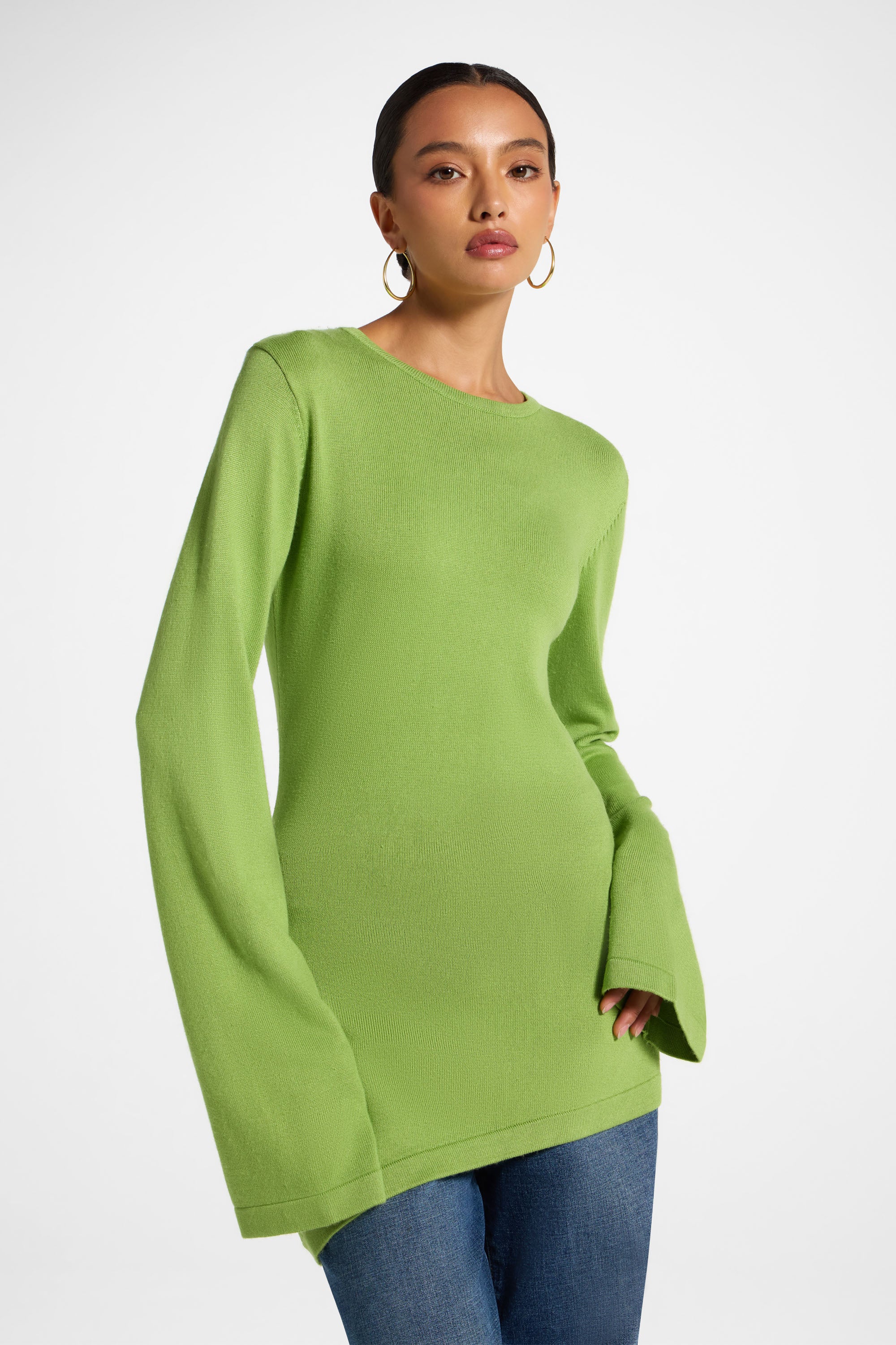 Viscose Asymmetric Knit Top - Green Glow