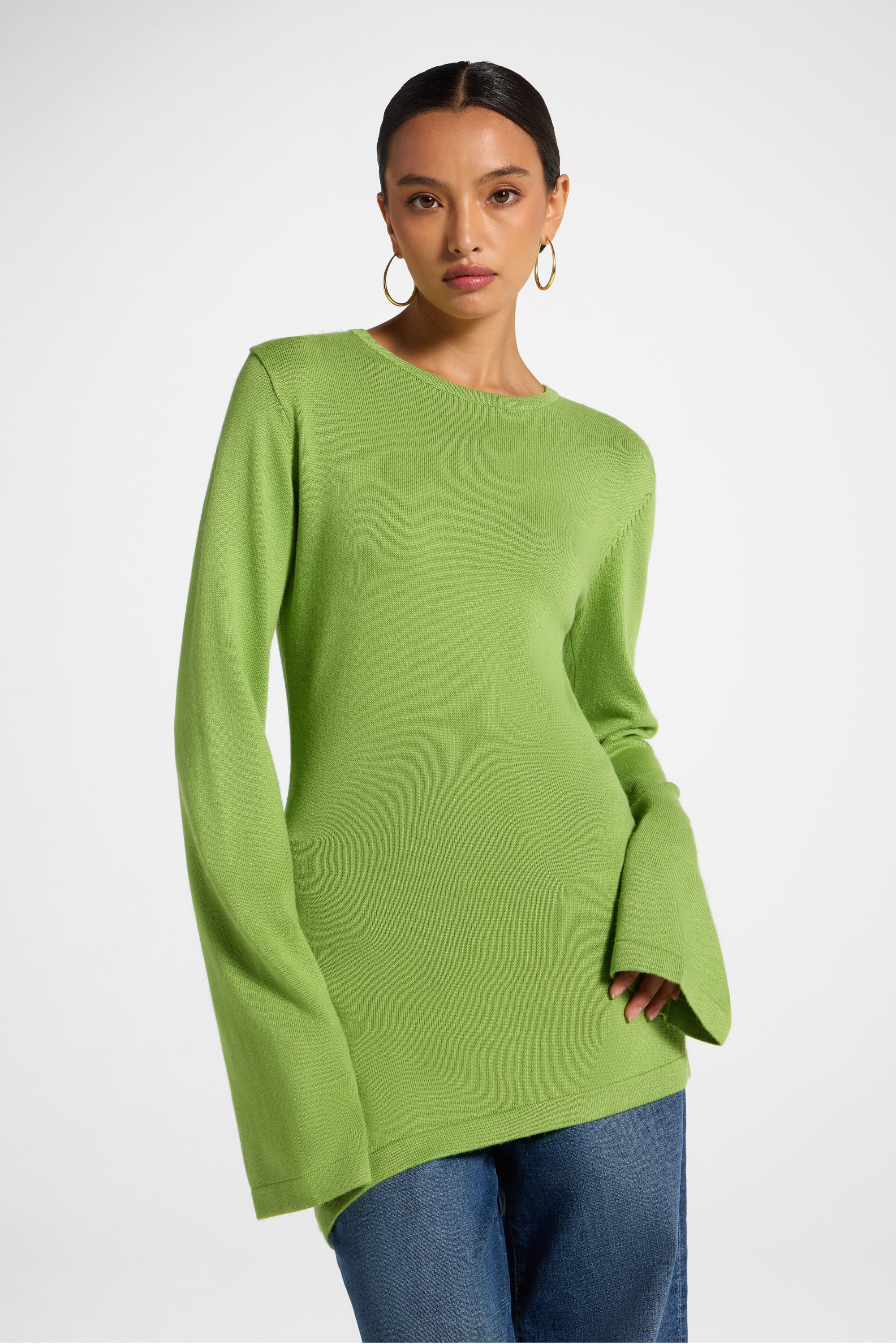 Viscose Asymmetric Knit Top - Green Glow