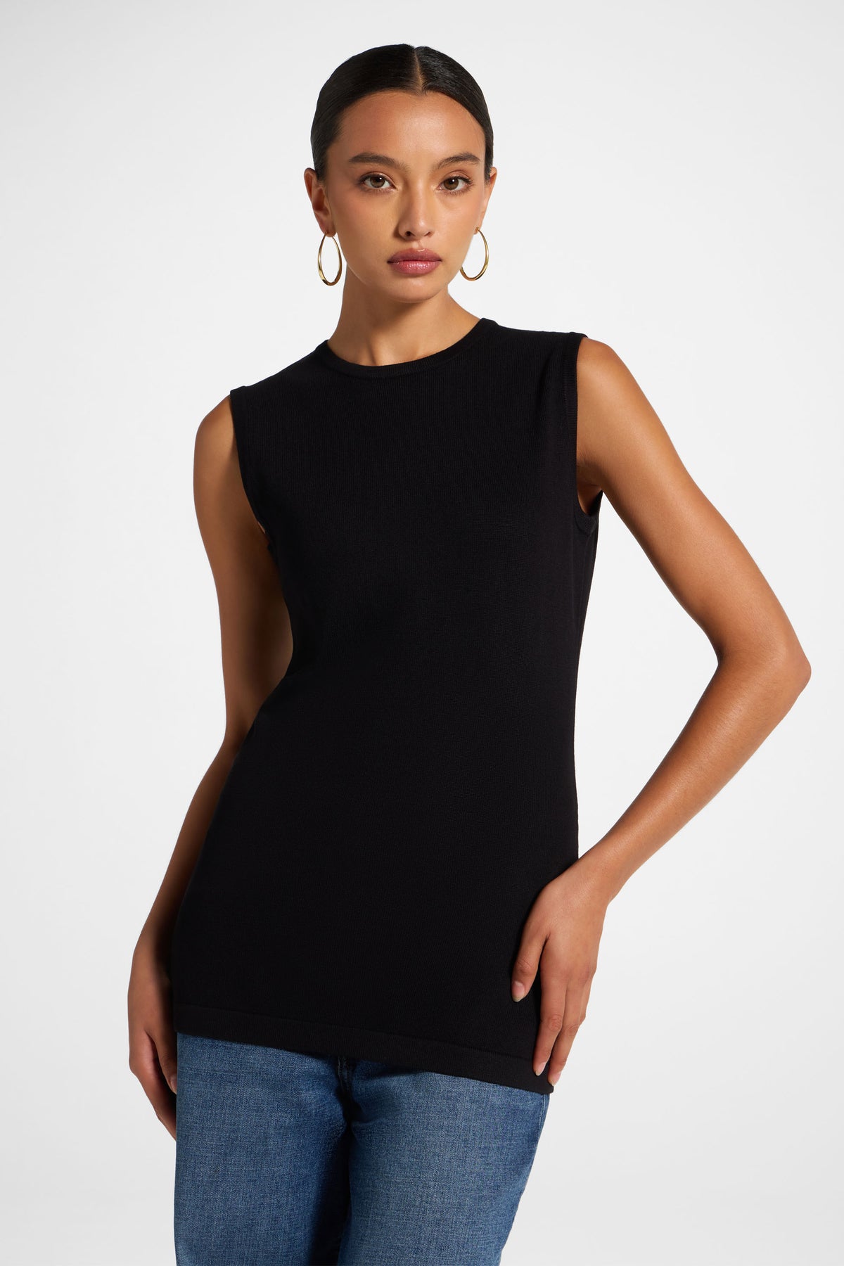 Viscose Knit Tank - Black