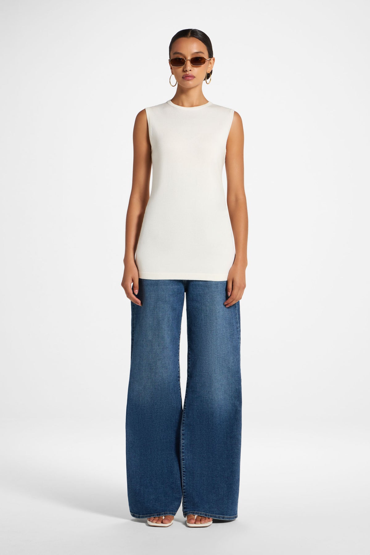 Viscose Knit Tank - White