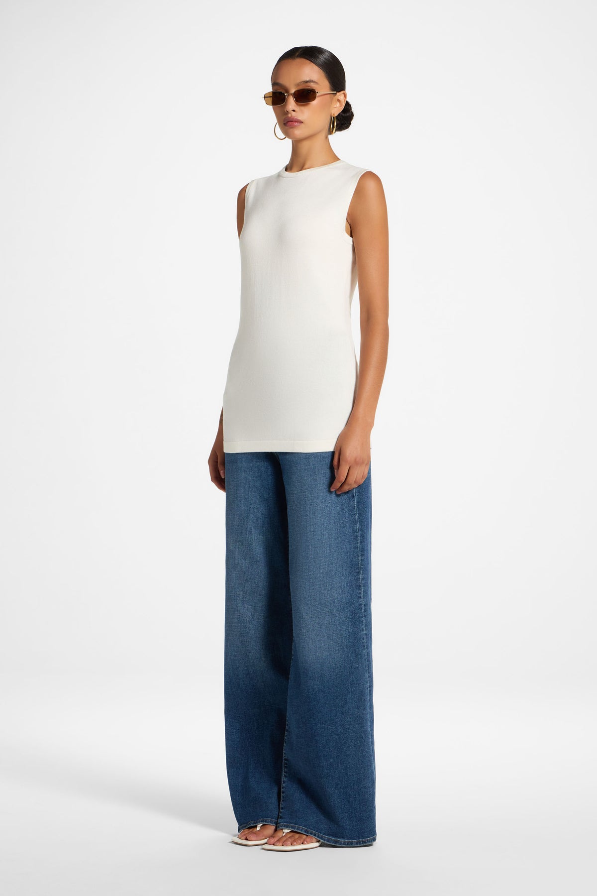 Viscose Knit Tank - White